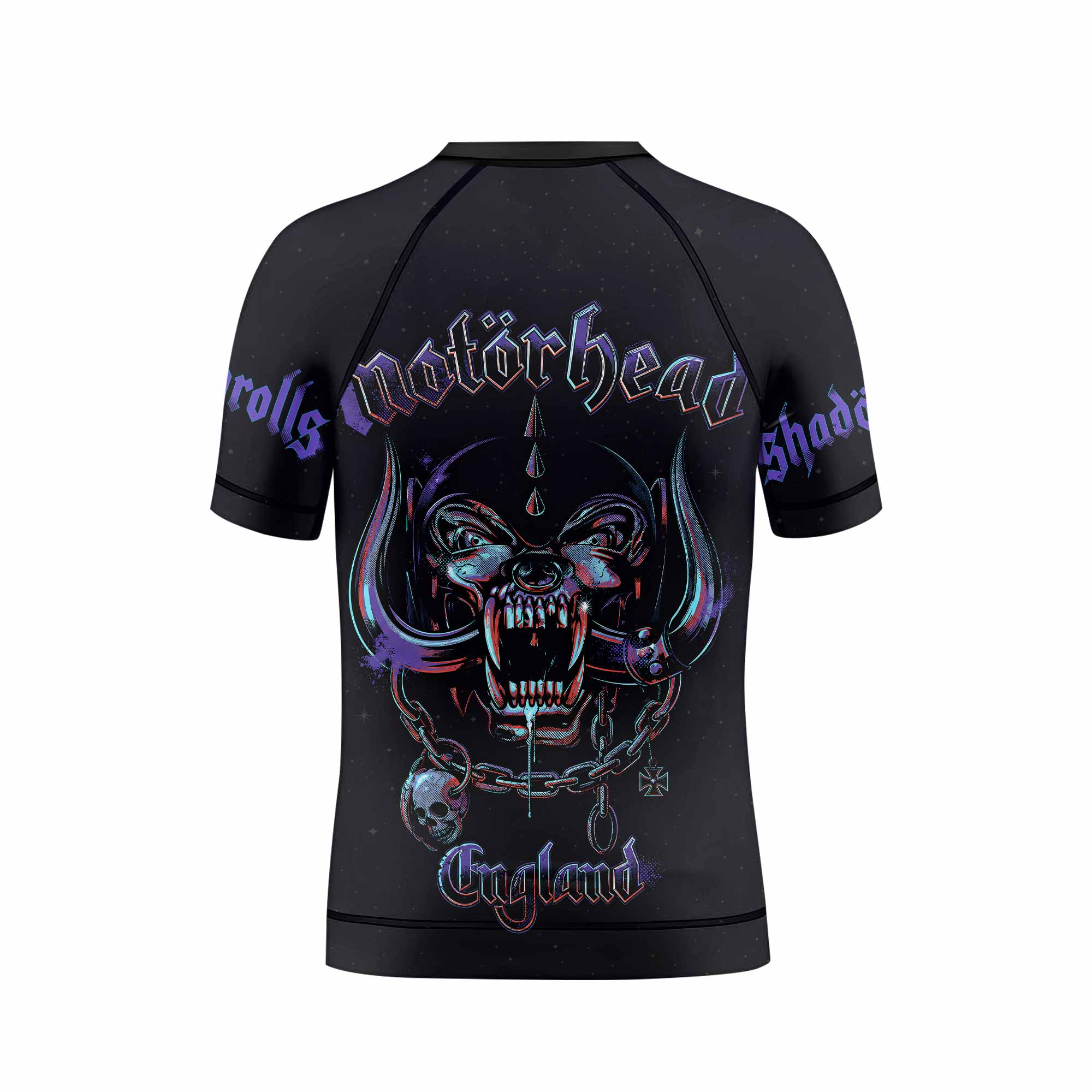 Motörhead England 1978 Kids Rash Guard Short Sleeve - back view mockup