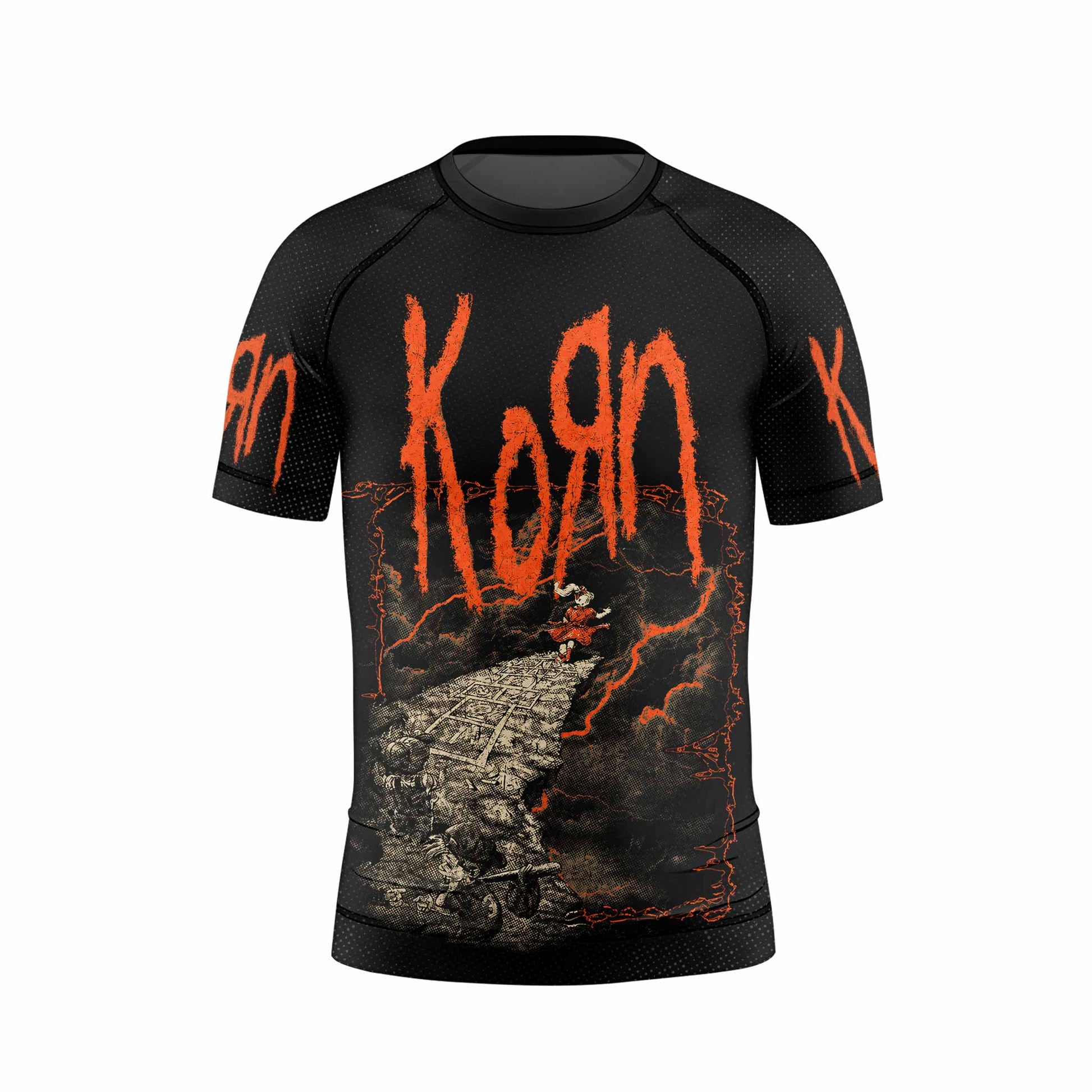 Korn Follow Cliff Kids Rash Guard Short Sleeve - front view mockup
