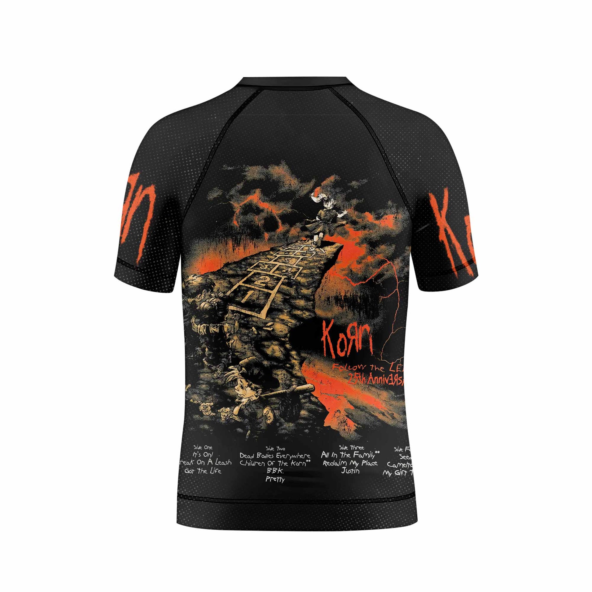 Korn Follow Cliff Kids Rash Guard Short Sleeve - back view mockup
