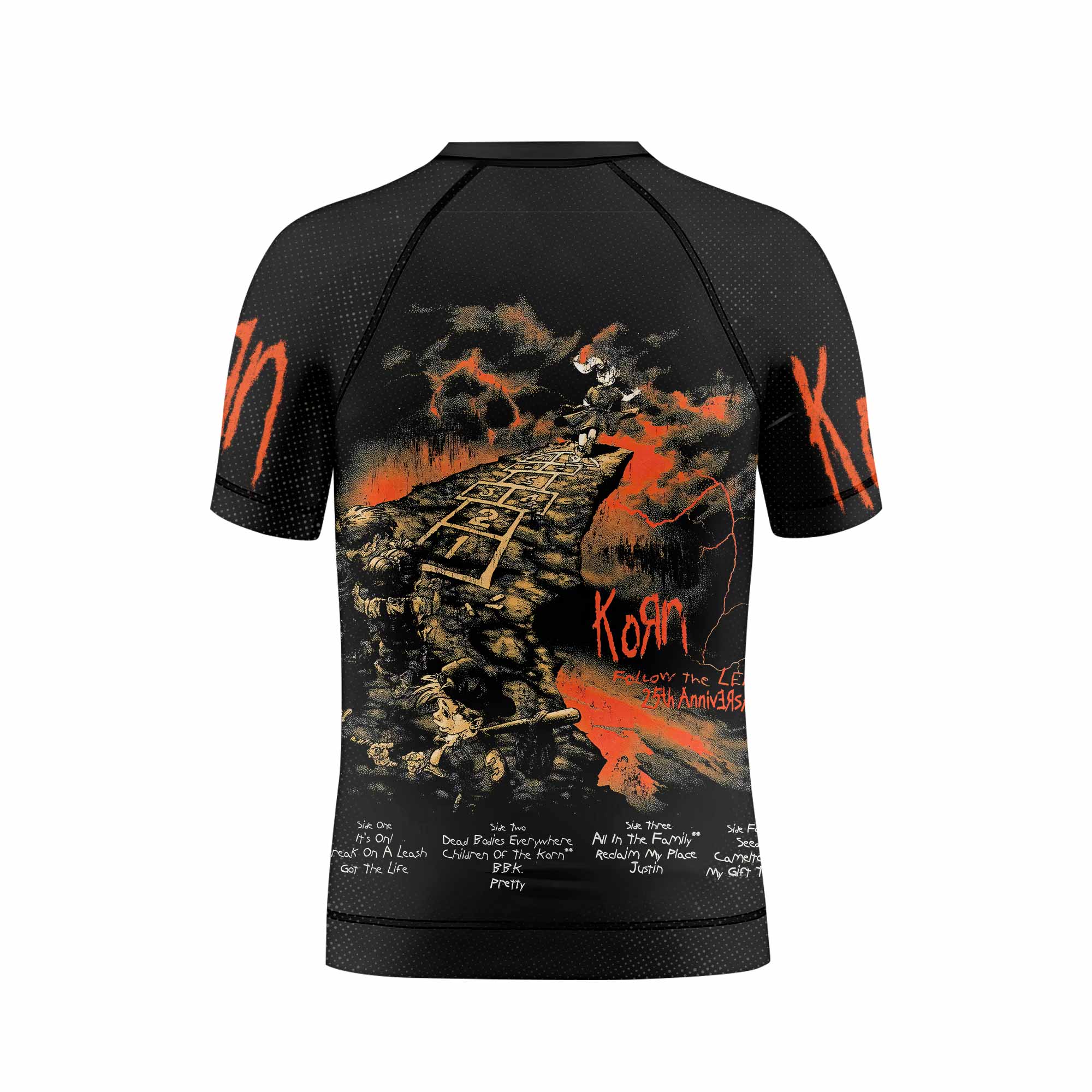 Korn Follow Cliff Kids Rash Guard Short Sleeve - back view mockup