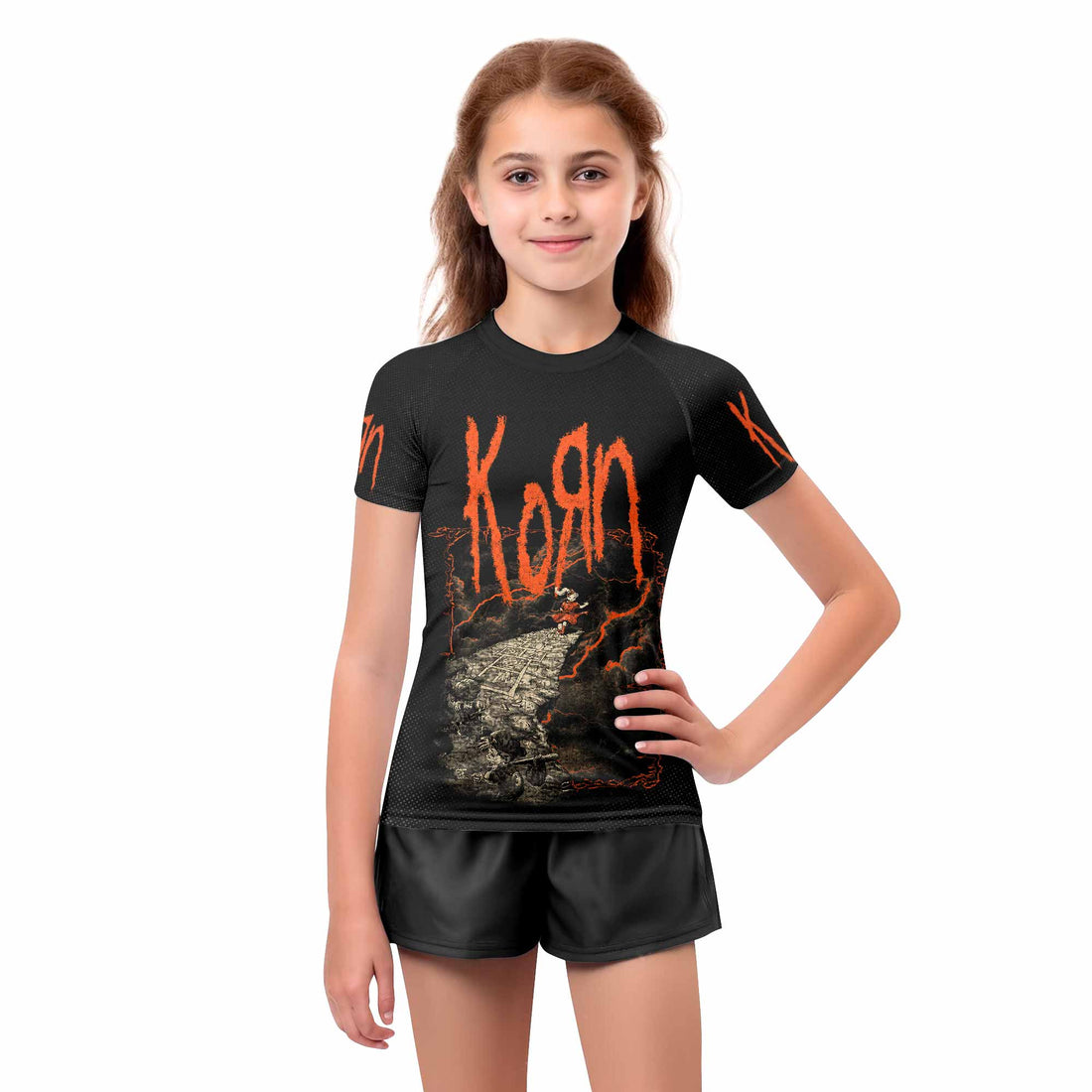 Korn Follow Cliff Kids Rash Guard Short Sleeve - boy's lifestyle view