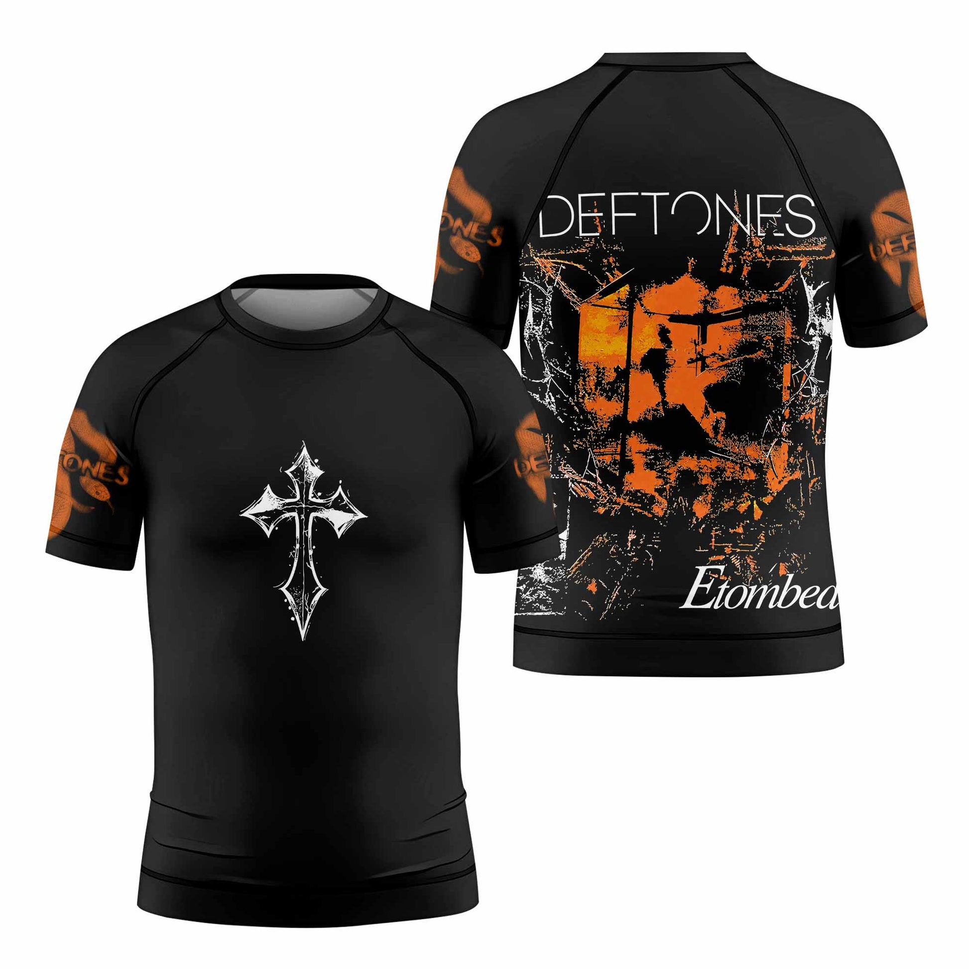 Deftones Etombed Kids Rash Guard Short Sleeve - front and back view