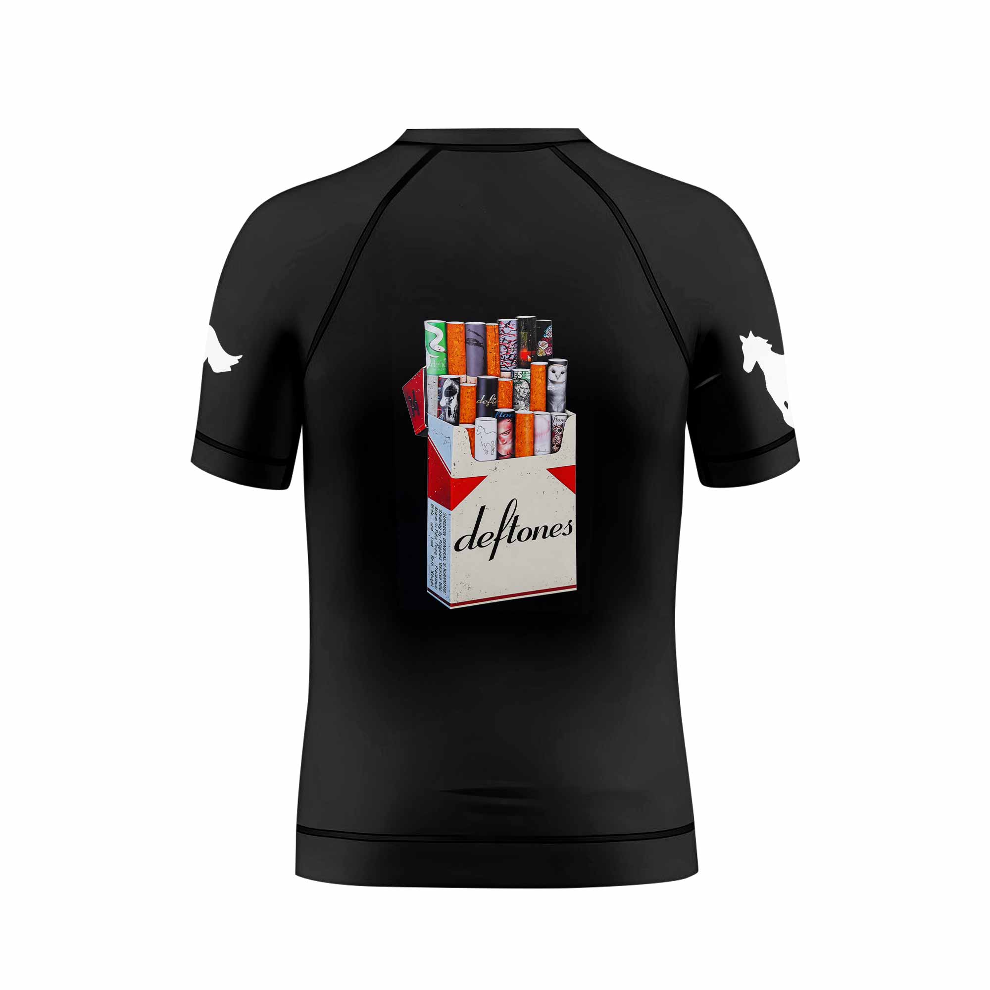 Deftones Cigarette Vintage Kids Rash Guard Short Sleeve - back view mockup