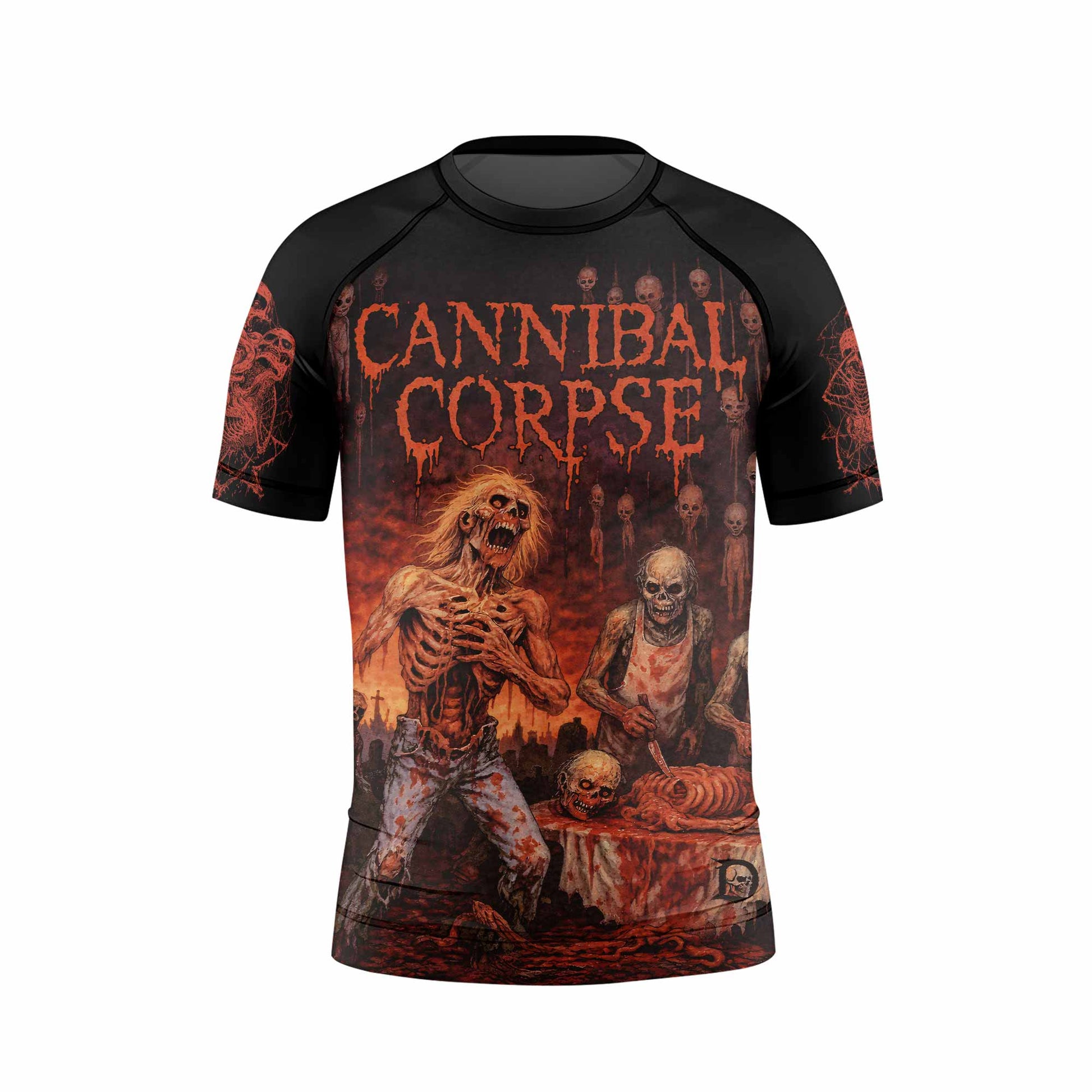 Cannibal Corpse Eaten Back to Life Kids Rash Guard Short Sleeve - front view mockup