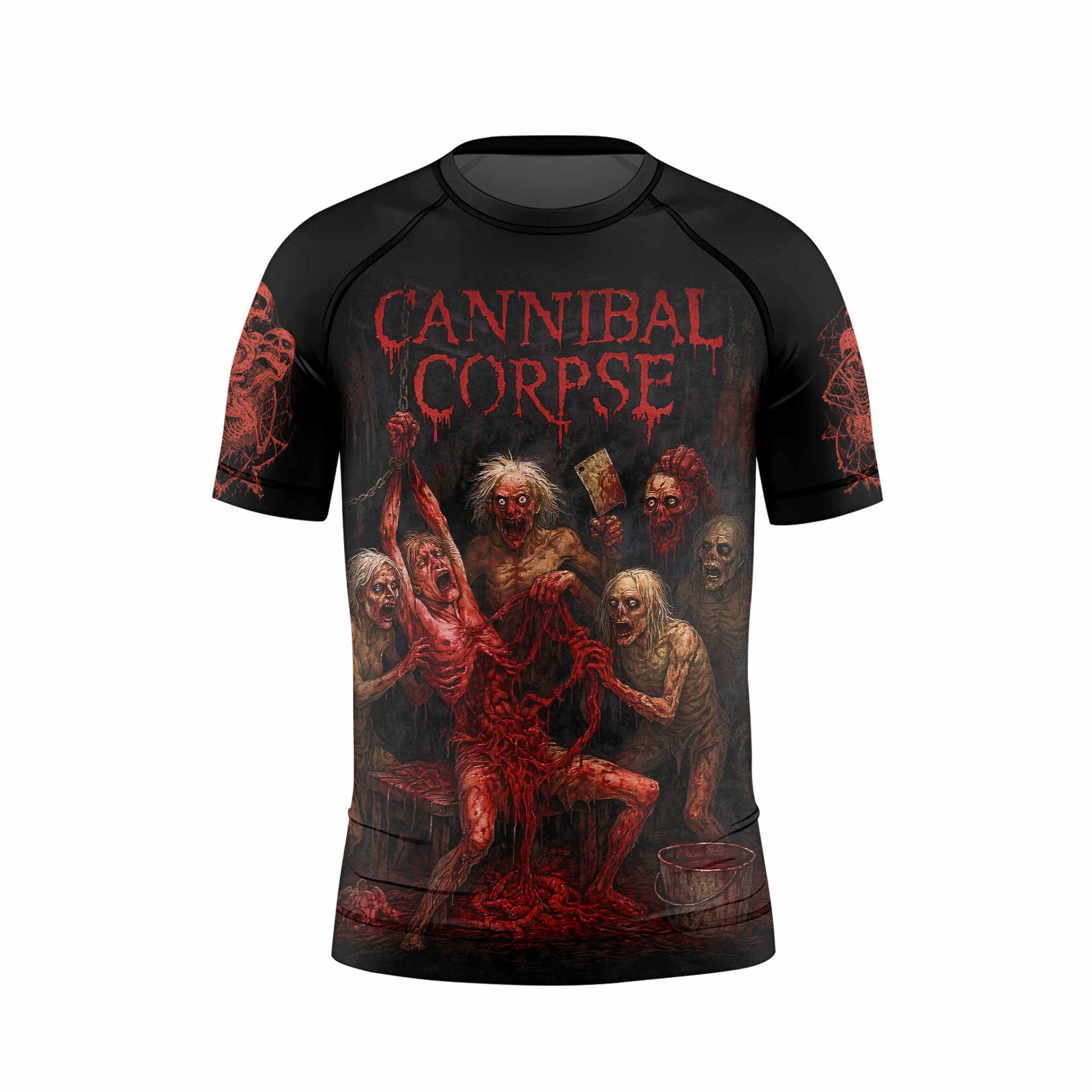 Butchered at Birth Cannibal Corpse Kids Rash Guard Short Sleeve - front view mockup
