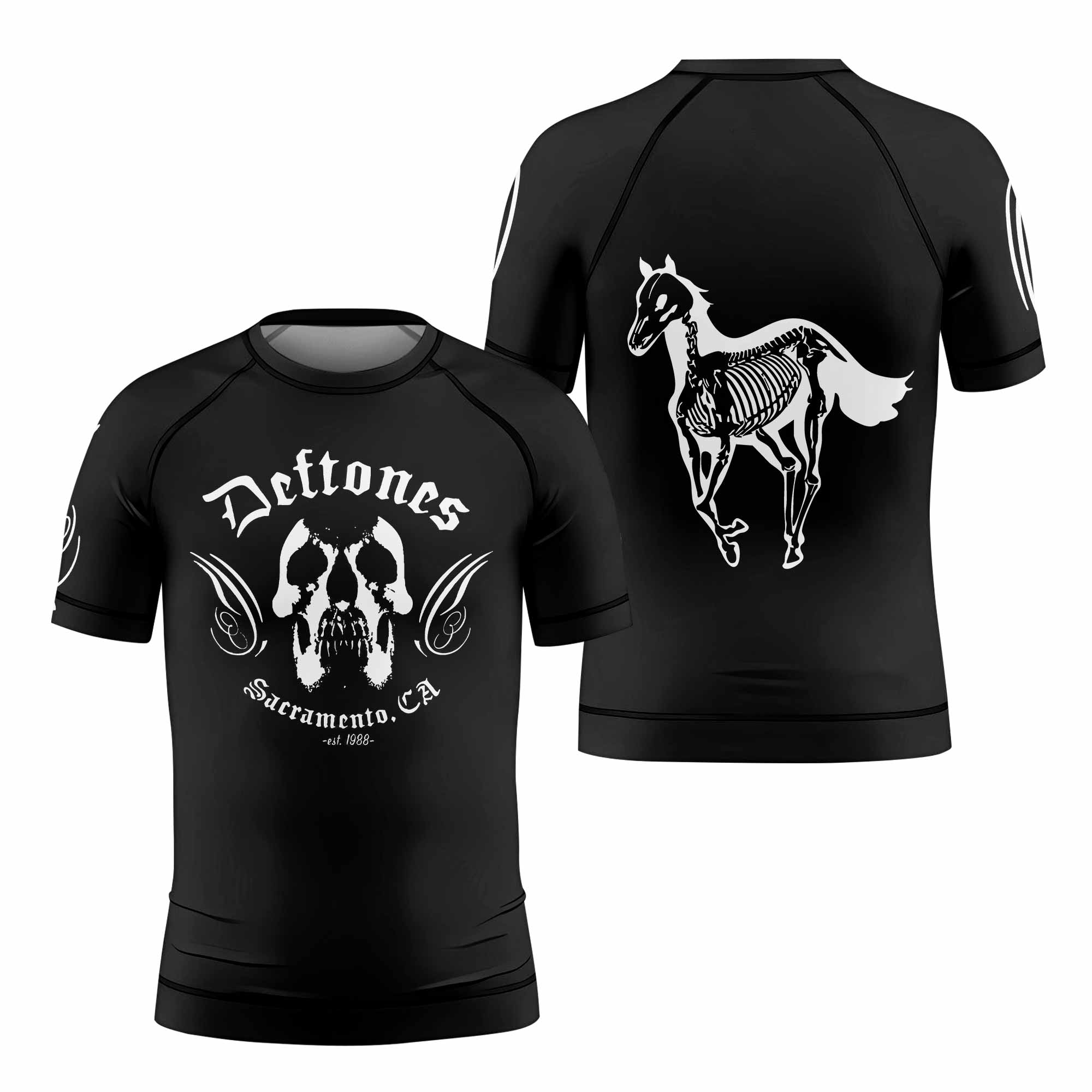 Deftones Sacramento Kids Rash Guard Short Sleeve - front and back view