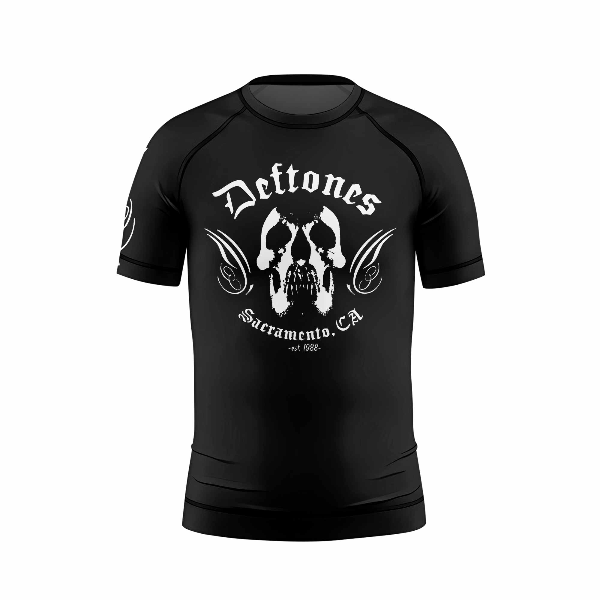 Deftones Sacramento Kids Rash Guard Short Sleeve - front view mockup