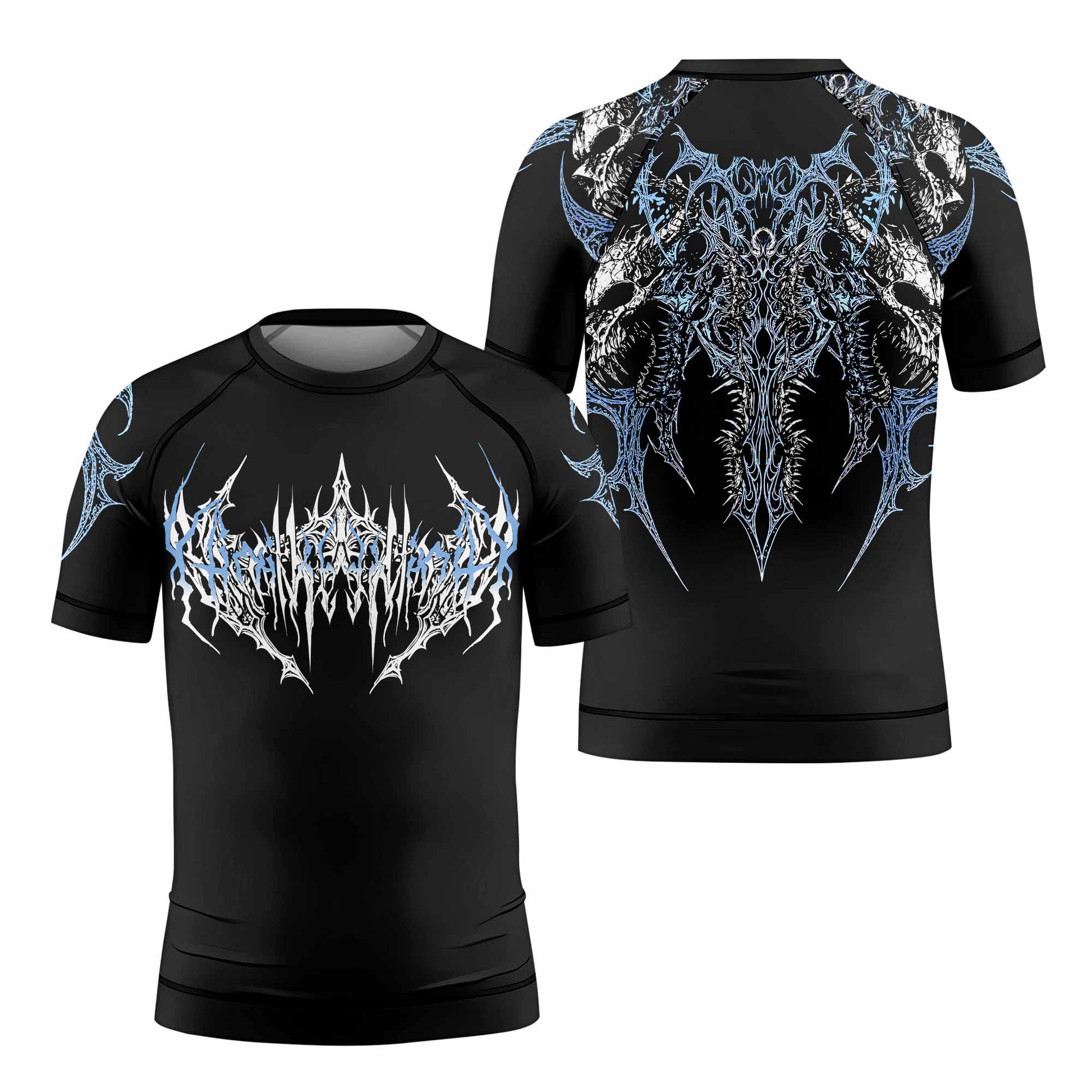 Abyssal Dominion Kids Rash Guard Short Sleeve - front and back view