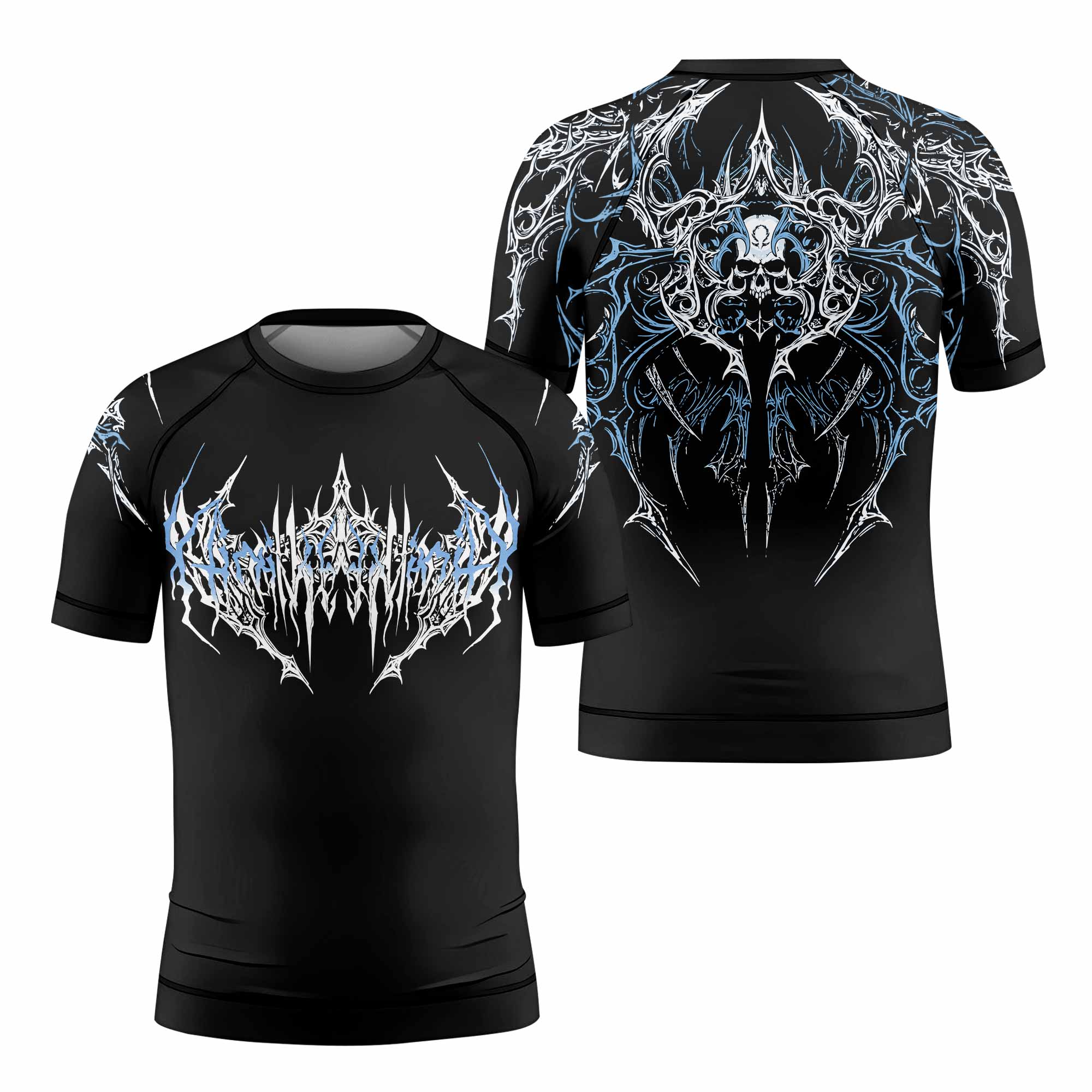 Hellborn Dominion Kids Rash Guard Short Sleeve - front and back view