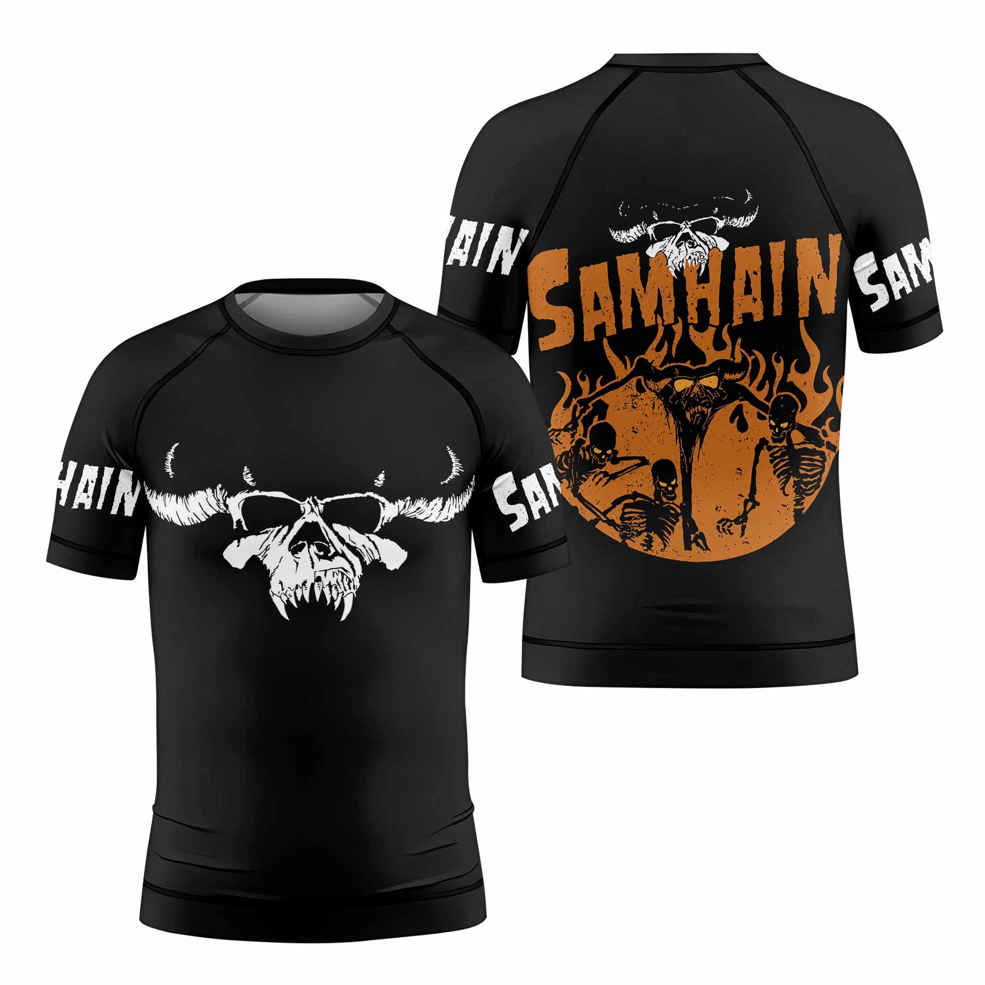 Samhain Horror Punk Kids Rash Guard Short Sleeve - front and back view