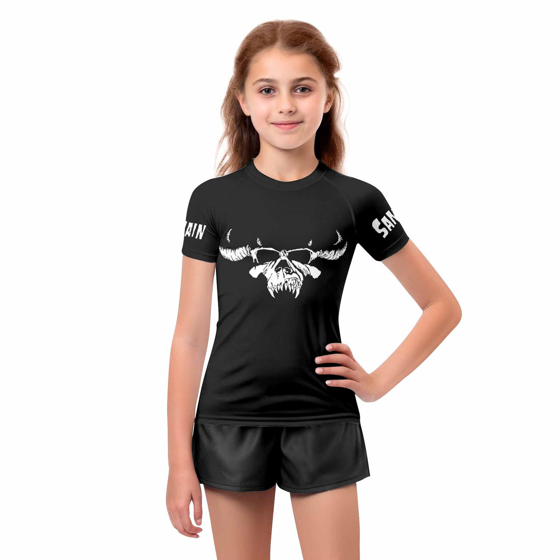 Samhain Horror Punk Kids Rash Guard Short Sleeve - boy's lifestyle view