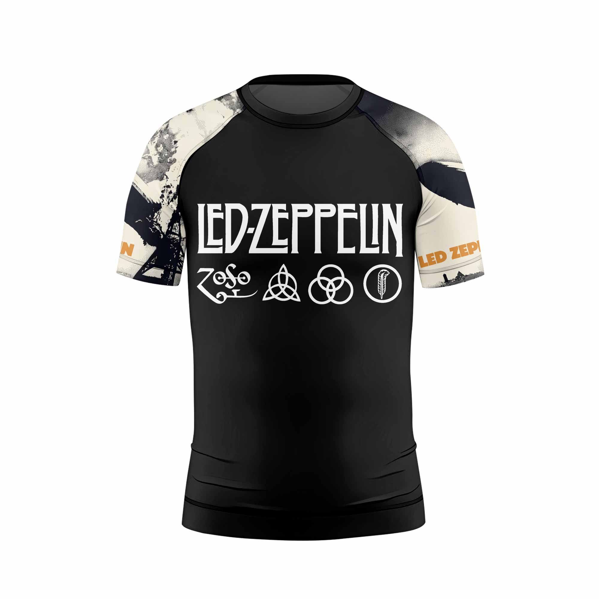 Led Zeppelin Kids Rash Guard Short Sleeve - front view mockup