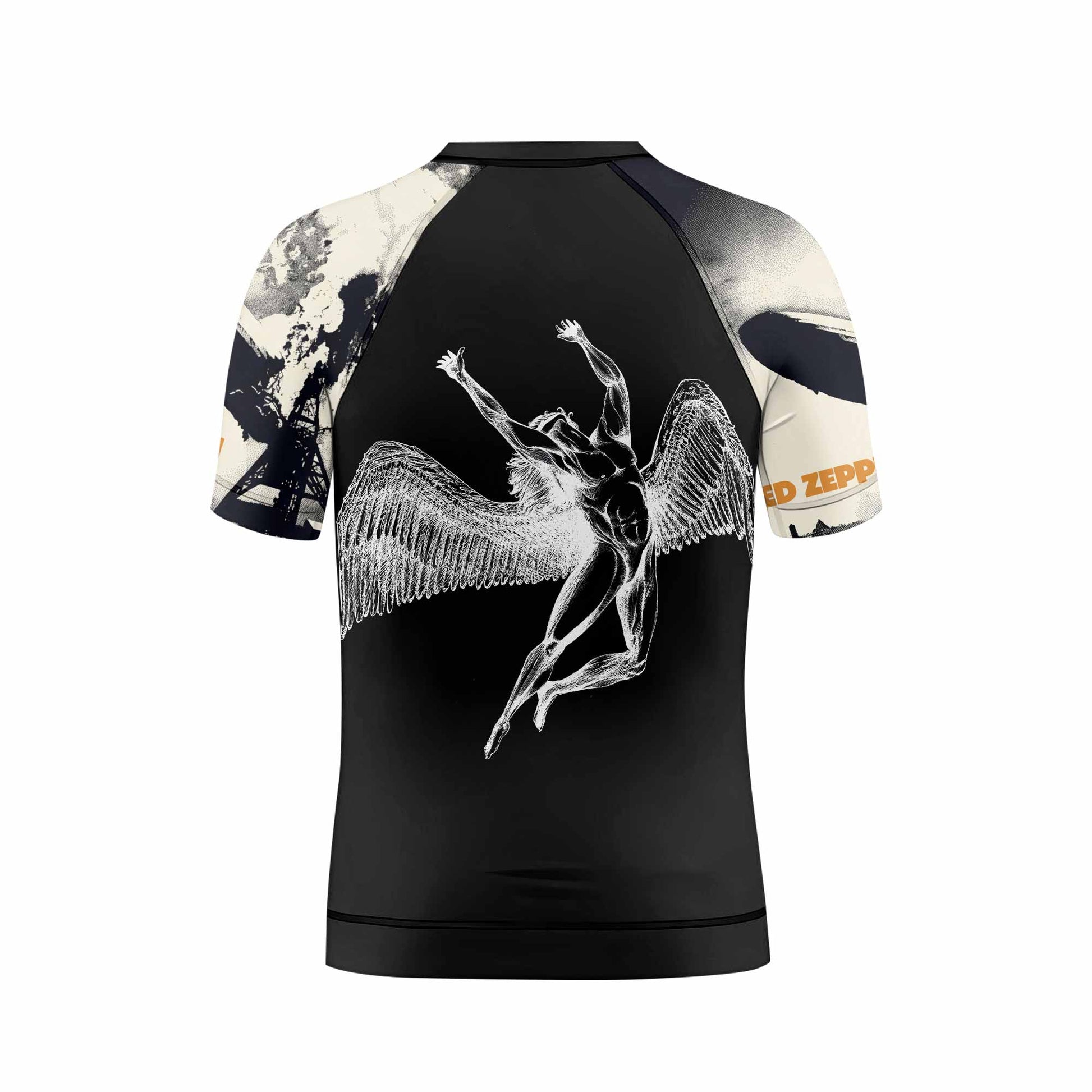 Led Zeppelin Kids Rash Guard Short Sleeve - back view mockup