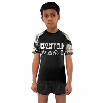 Led Zeppelin Kids Rash Guard Short Sleeve - boy's lifestyle view