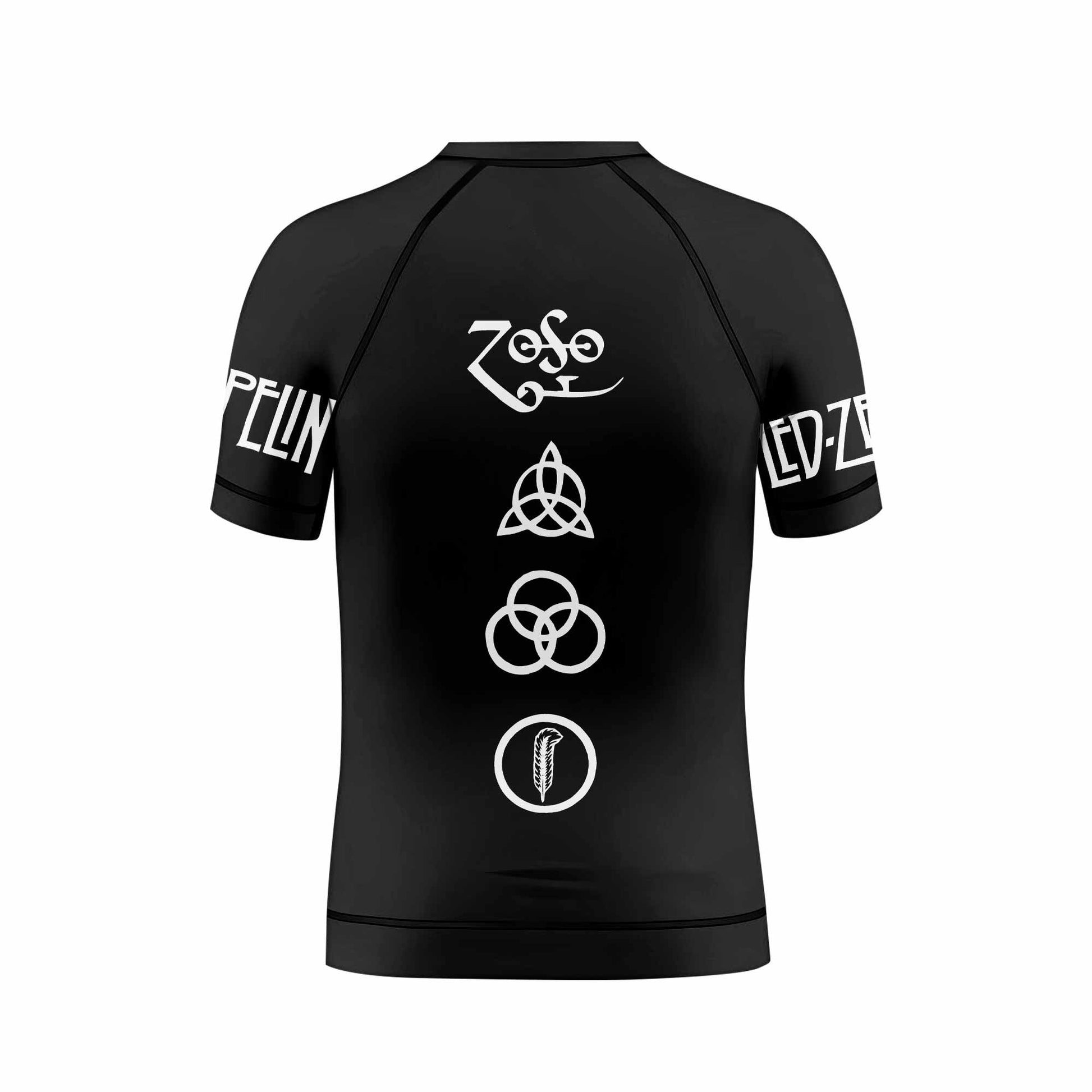 Led Zeppelin North American Tour 1977 Kids Rash Guard Short Sleeve - back view mockup