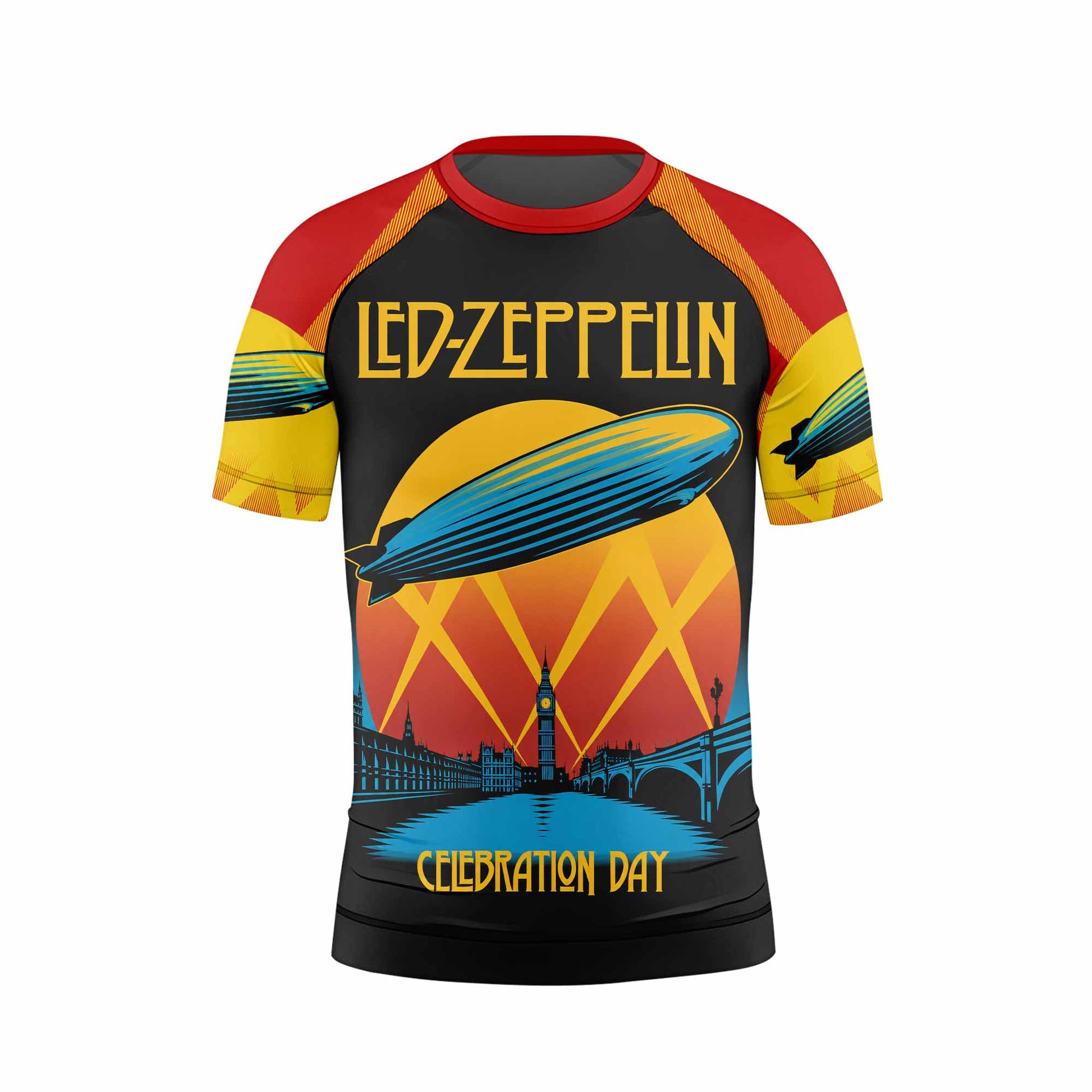 Led Zeppelin Celebration Day Kids Rash Guard Short Sleeve - front view mockup