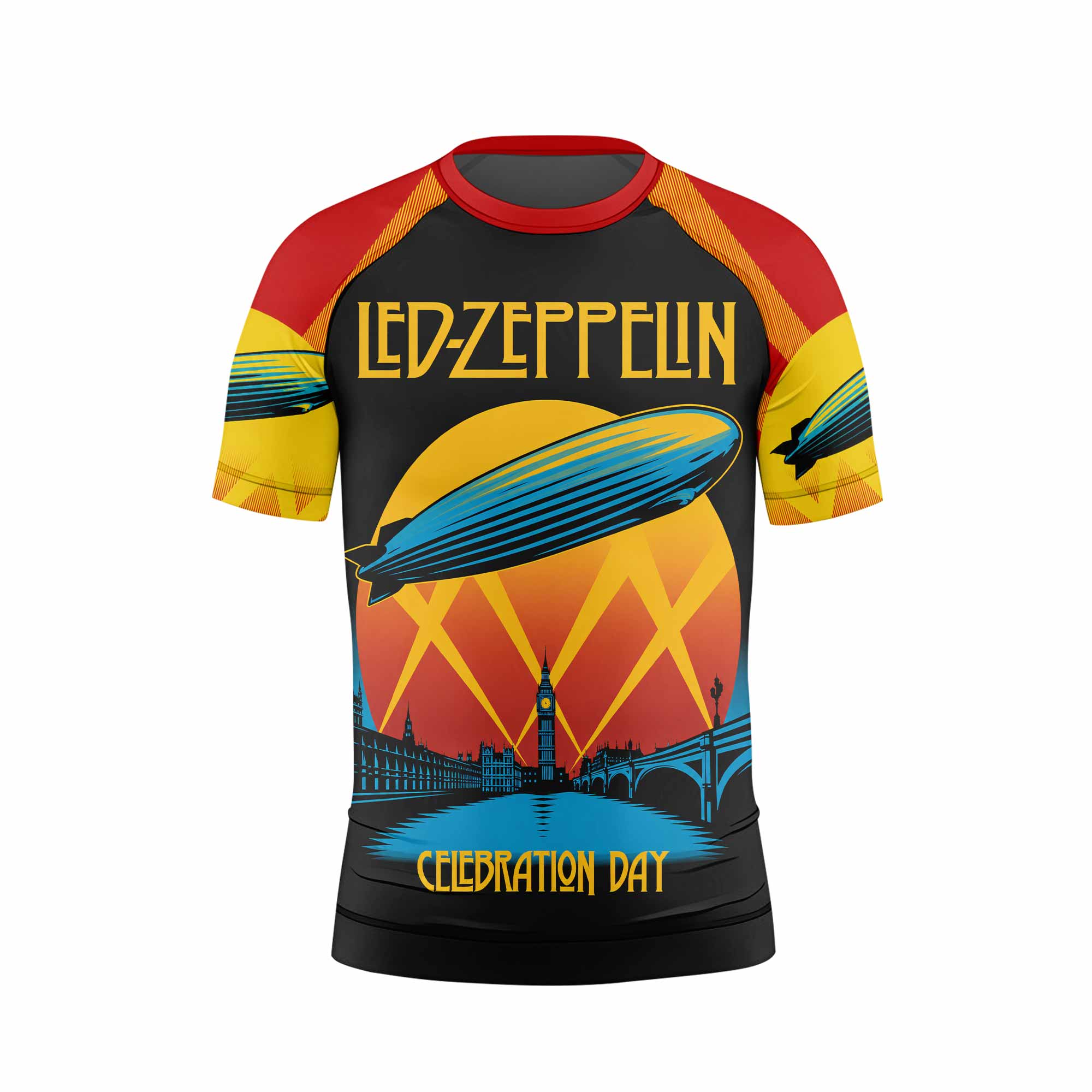 Led Zeppelin Celebration Day Kids Rash Guard Short Sleeve - front view mockup