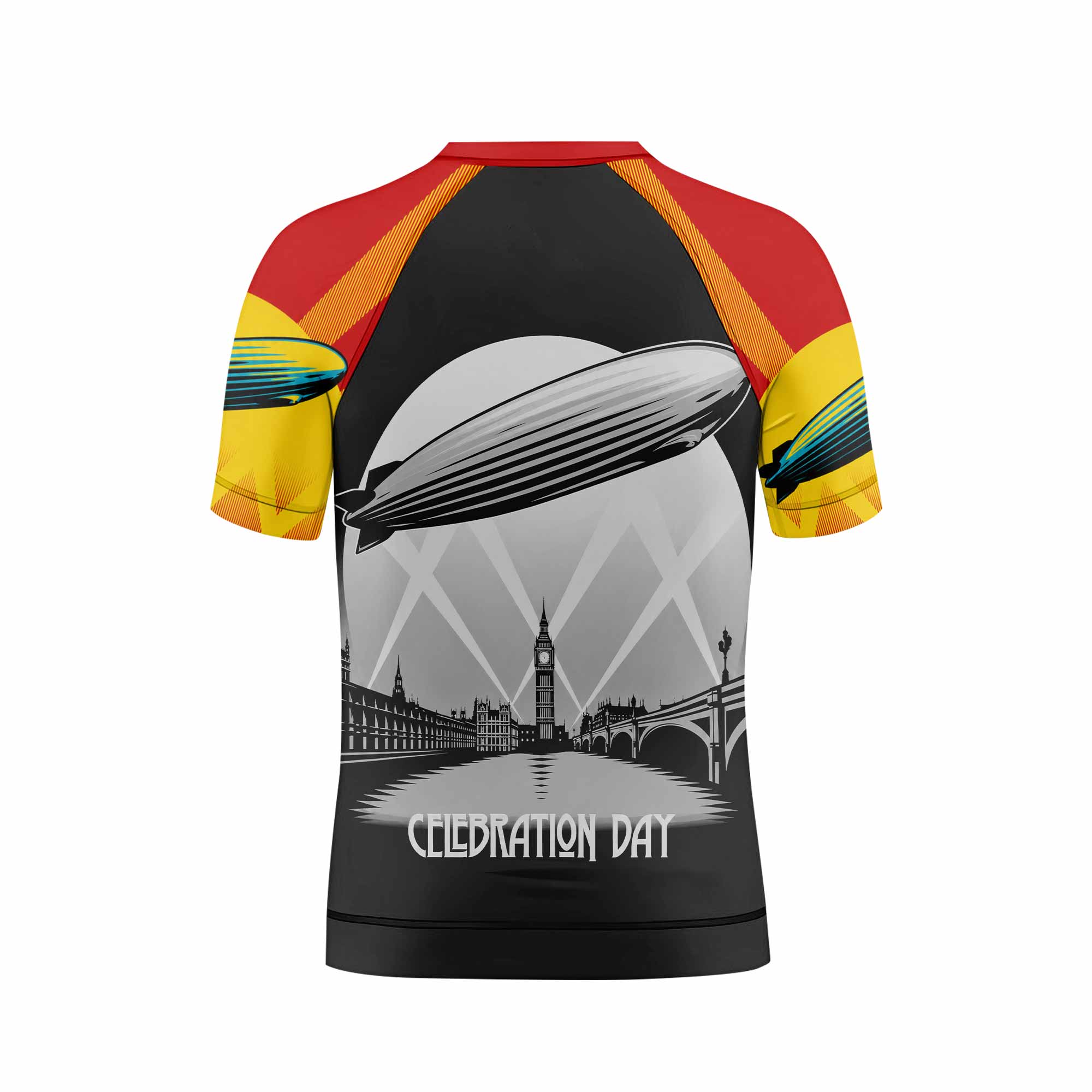 Led Zeppelin Celebration Day Kids Rash Guard Short Sleeve - back view mockup