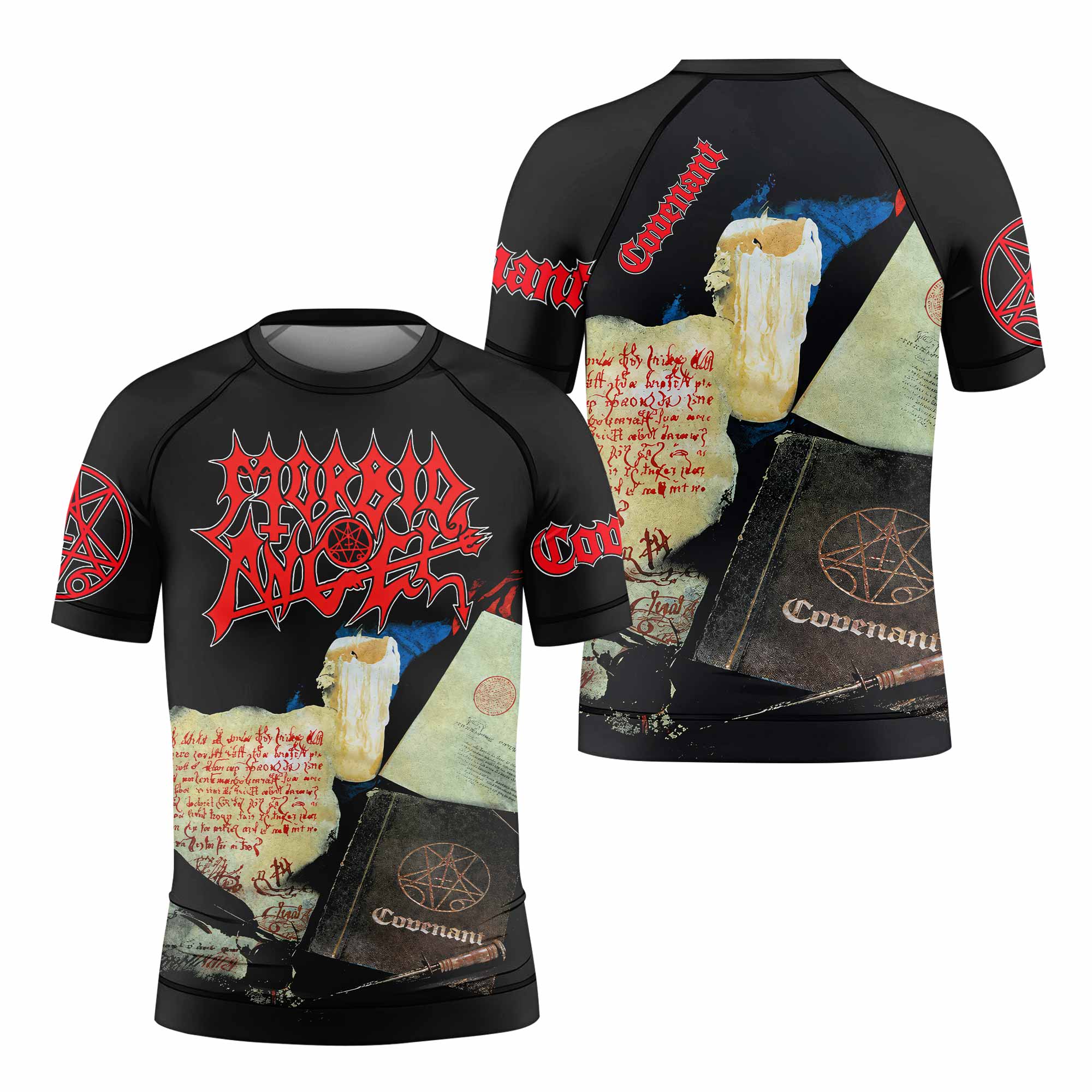 Morbid Angel Covenant Kids Rash Guard Short Sleeve - front and back view