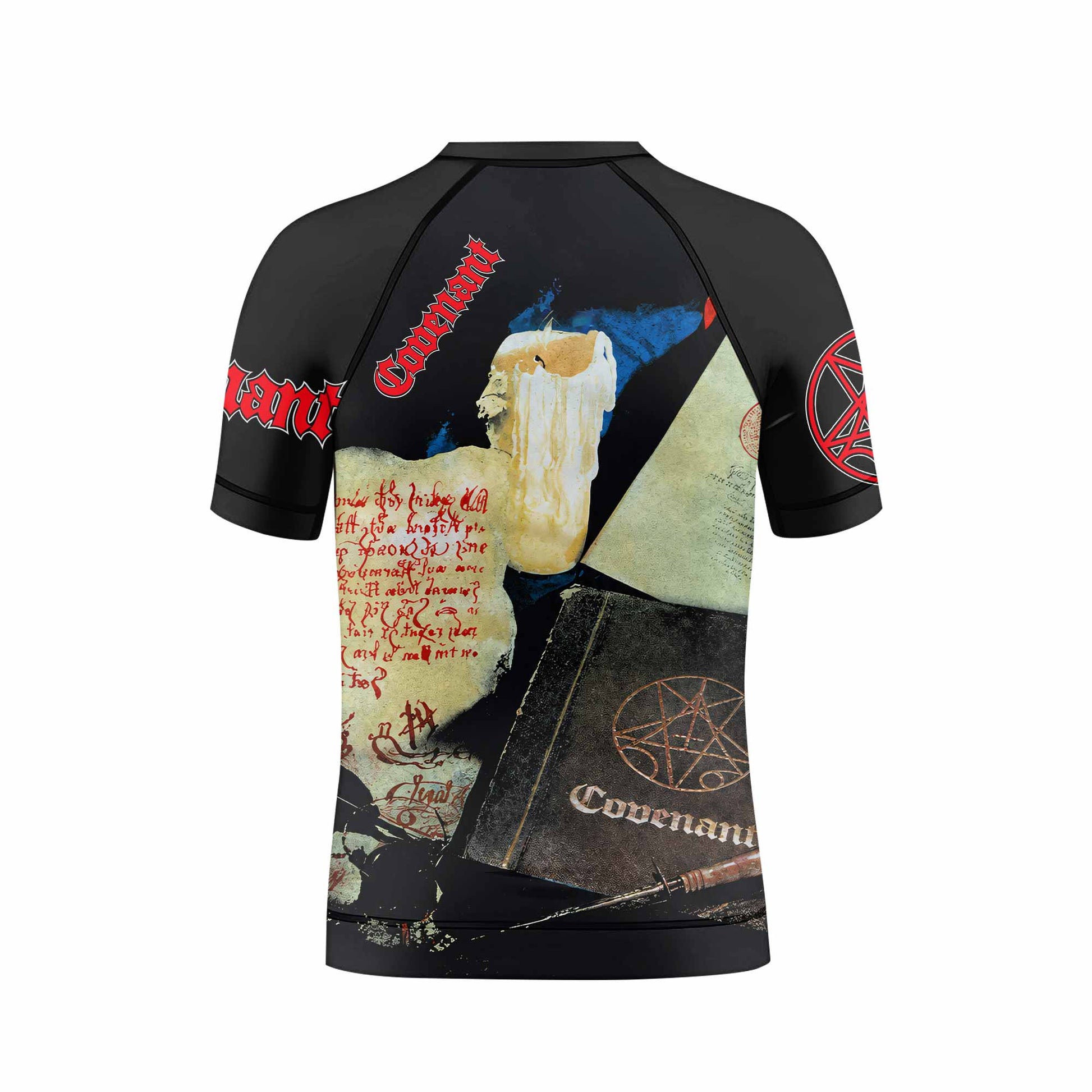 Morbid Angel Covenant Kids Rash Guard Short Sleeve - back view mockup