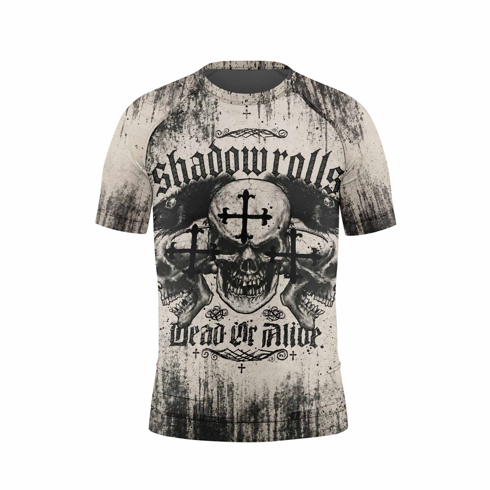 Shadowrolls Dead Or Alive Kids Rash Guard Short Sleeve - front view mockup