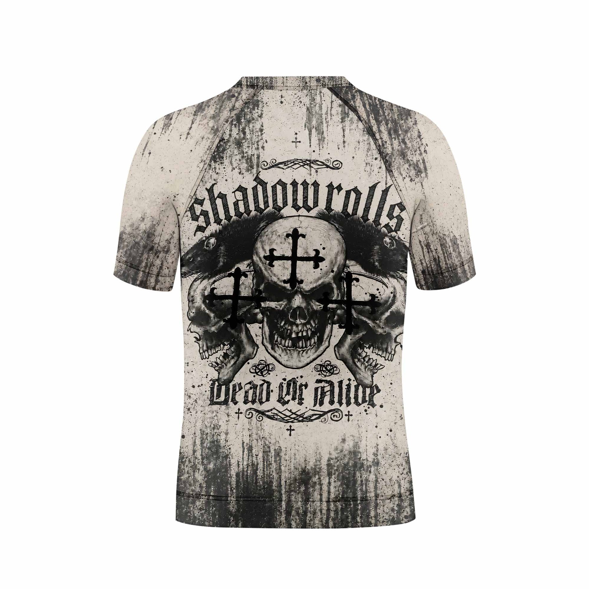 Shadowrolls Dead Or Alive Kids Rash Guard Short Sleeve - back view mockup