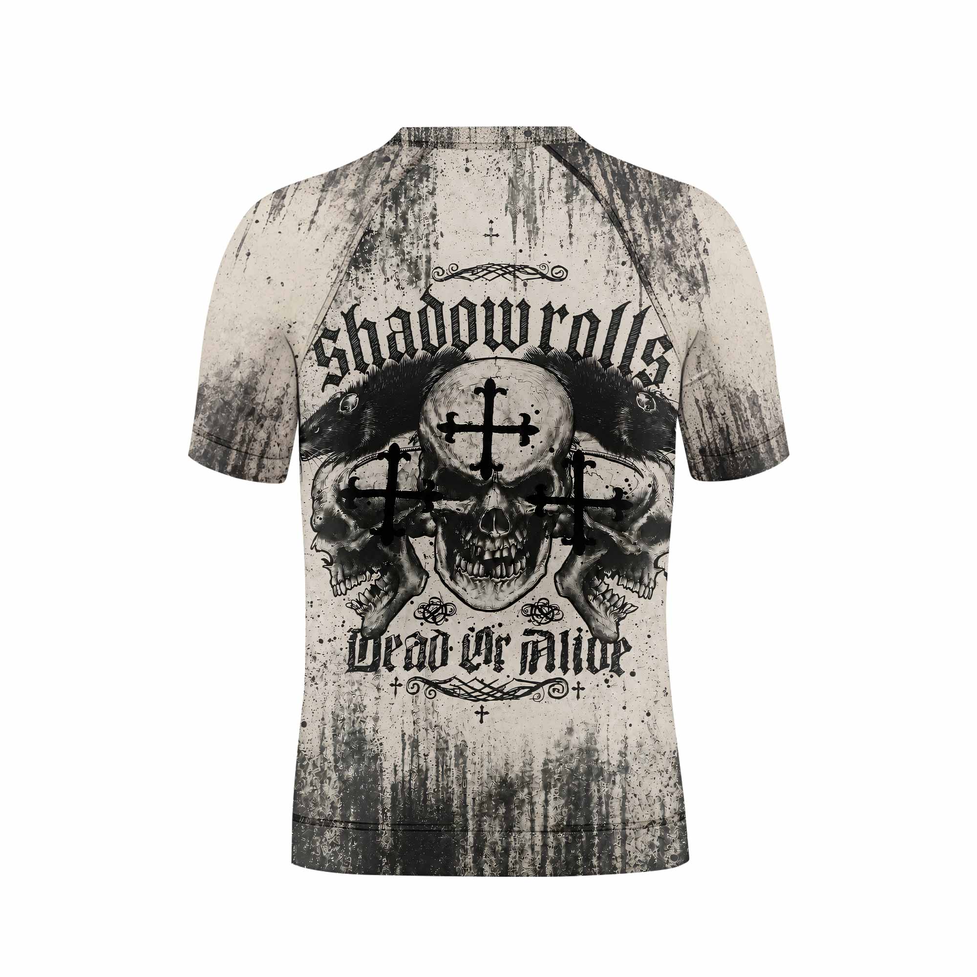 Shadowrolls Dead Or Alive Kids Rash Guard Short Sleeve - back view mockup