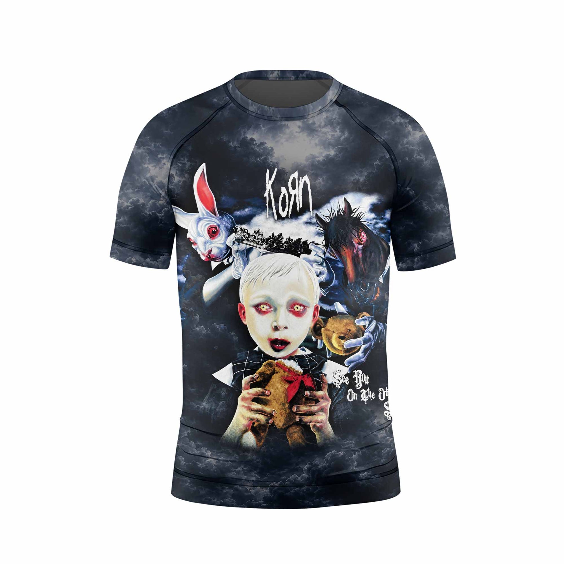 Korn See You On The Other Side Kids Rash Guard Short Sleeve - front view mockup