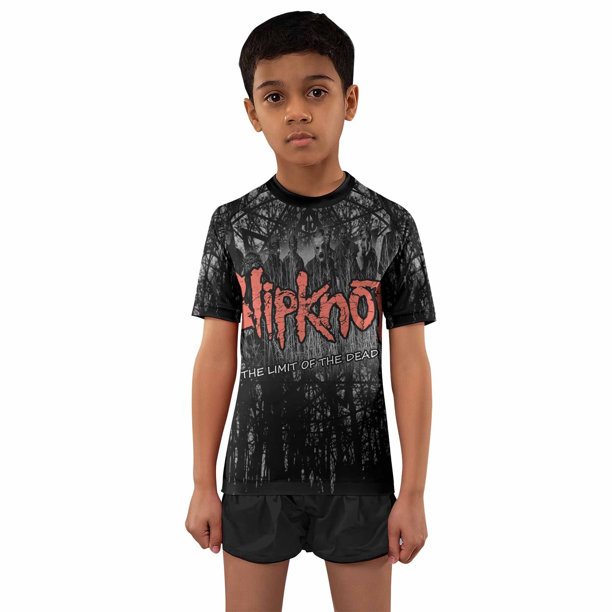 Slipknot The Limits Of The Dead Kids Rash Guard Short Sleeve - boy's lifestyle view