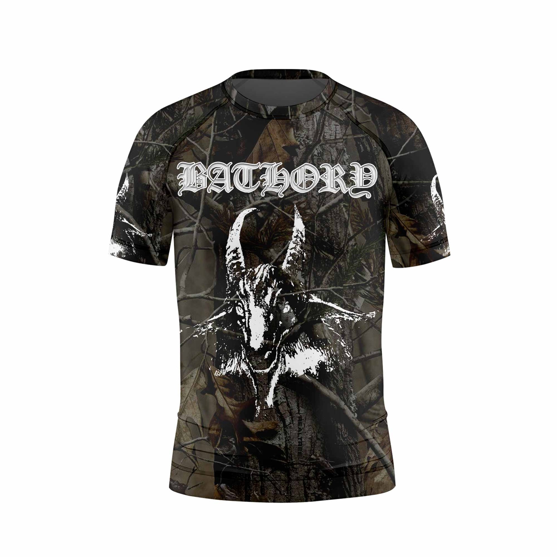 Bathory Sigil of Baphomet Kids Rash Guard Short Sleeve - front view mockup