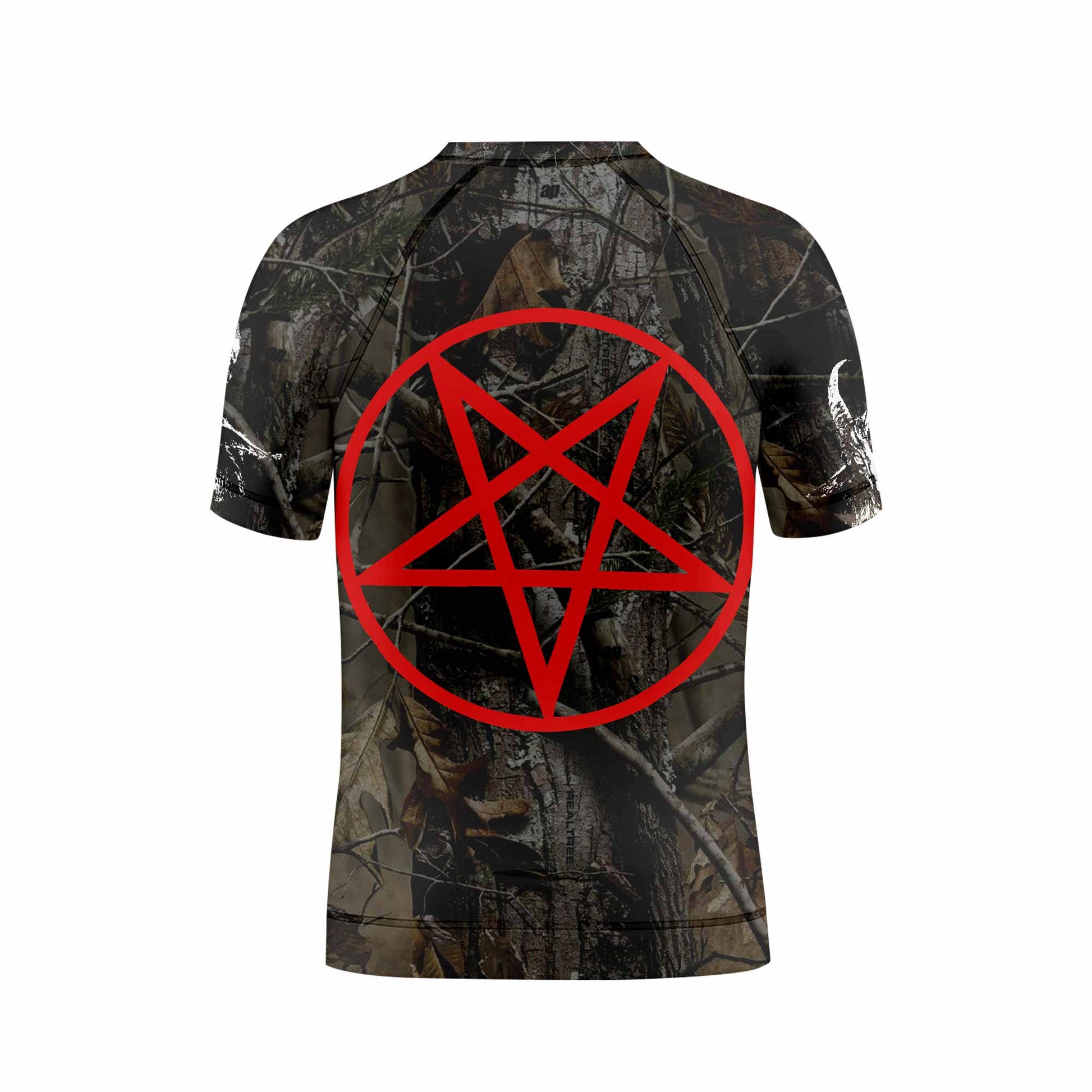 Bathory Sigil of Baphomet Kids Rash Guard Short Sleeve - back view mockup