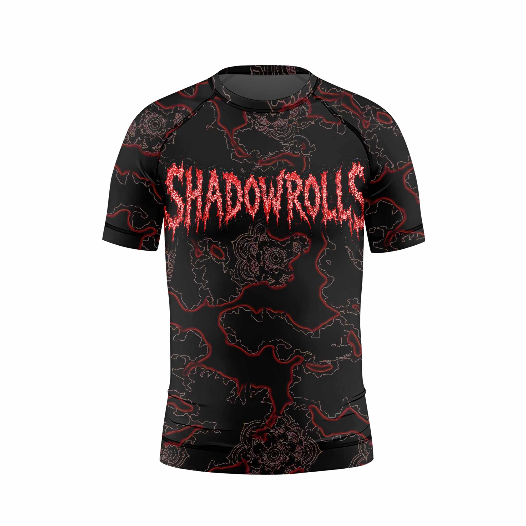 Crimson Hollow Skull Kids Rash Guard Short Sleeve - front view mockup