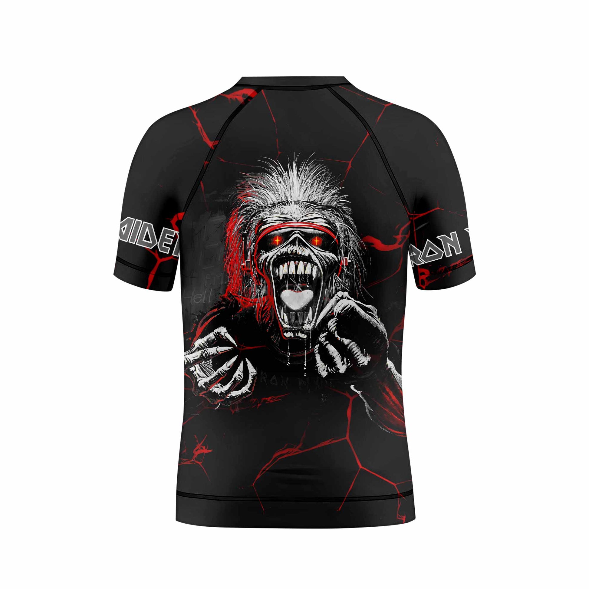 Iron Maiden A Real Dead One Kids Rash Guard Short Sleeve - back view mockup