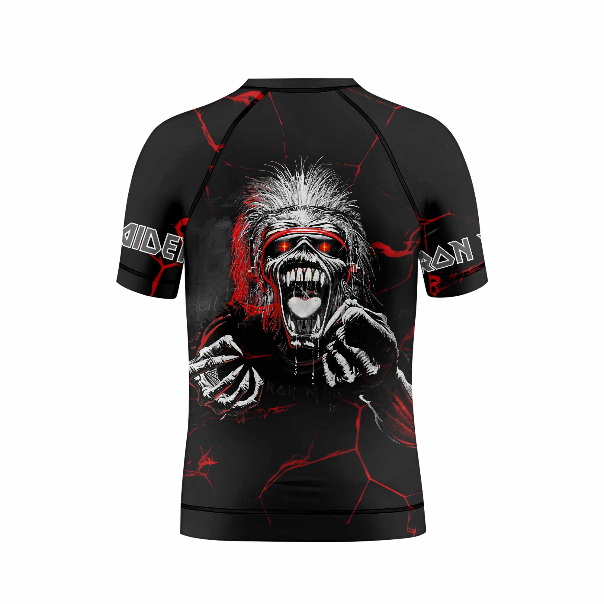 Iron Maiden A Real Dead One Kids Rash Guard Short Sleeve - back view mockup