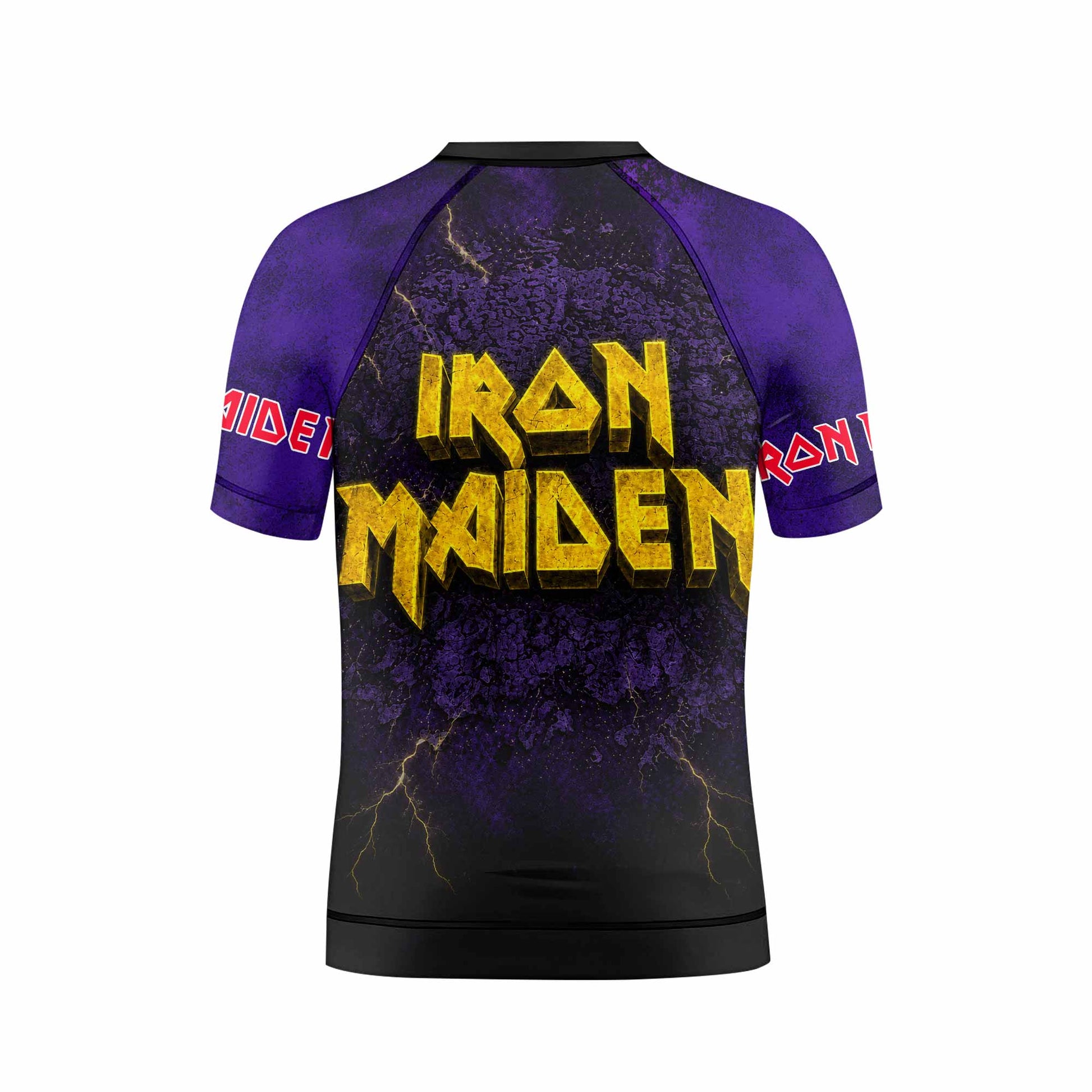 Iron Maiden Capitol Chaos Eddie Kids Rash Guard Short Sleeve - back view mockup