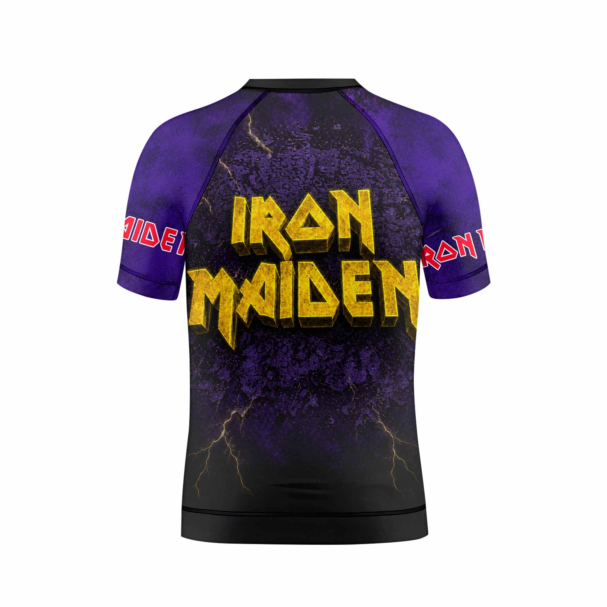 Iron Maiden Capitol Chaos Eddie Kids Rash Guard Short Sleeve - back view mockup