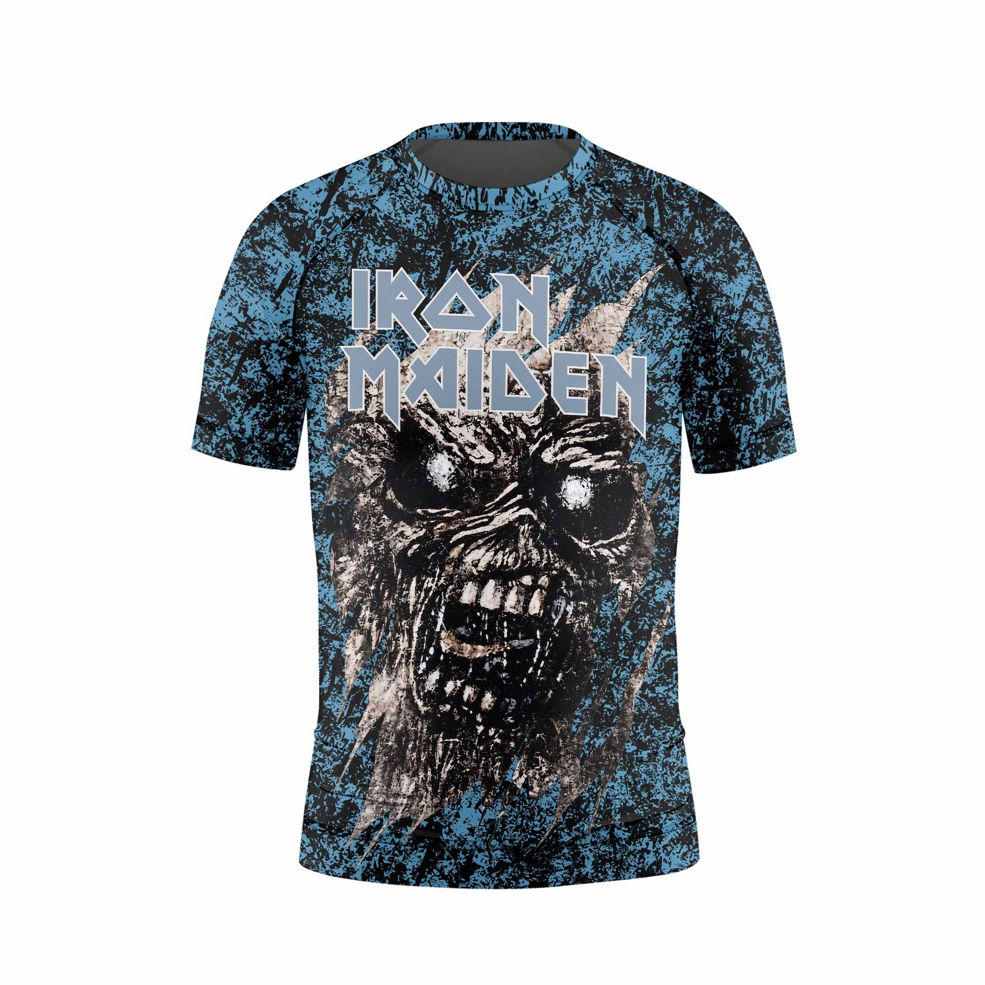 Iron Maiden Fear Reaper Eddie Kids Rash Guard Short Sleeve - front view mockup
