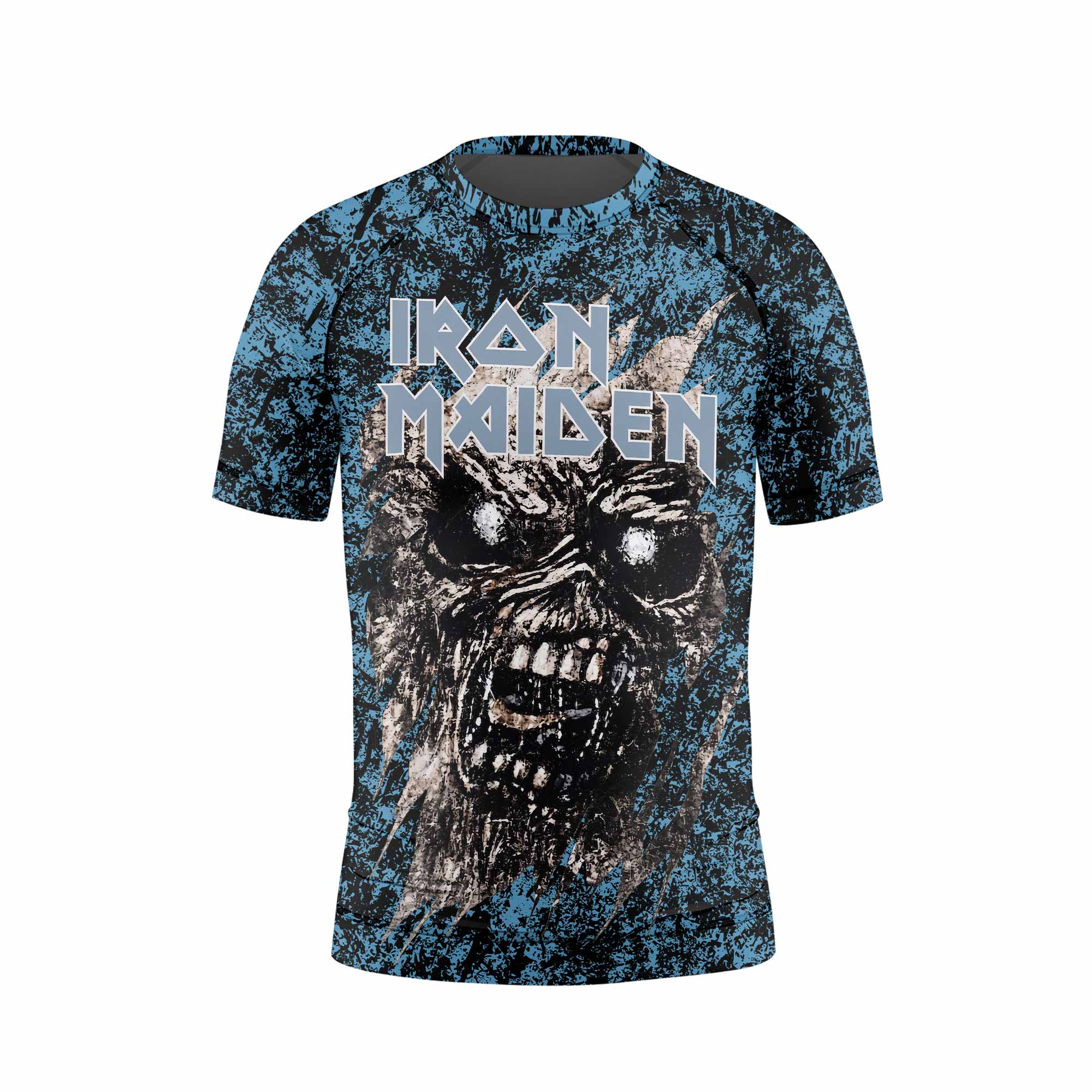Iron Maiden Fear Reaper Eddie Kids Rash Guard Short Sleeve - front view mockup