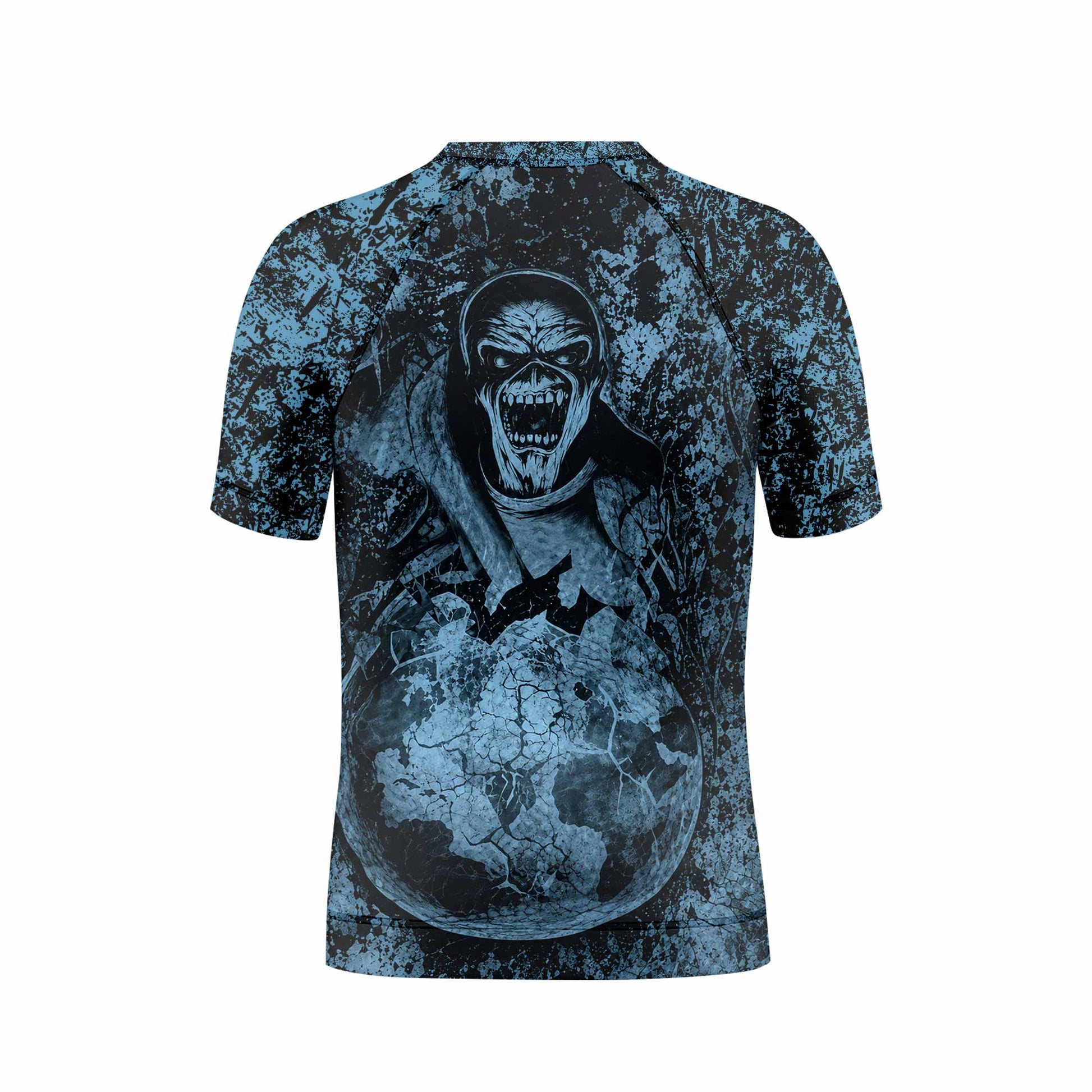 Iron Maiden Fear Reaper Eddie Kids Rash Guard Short Sleeve - back view mockup