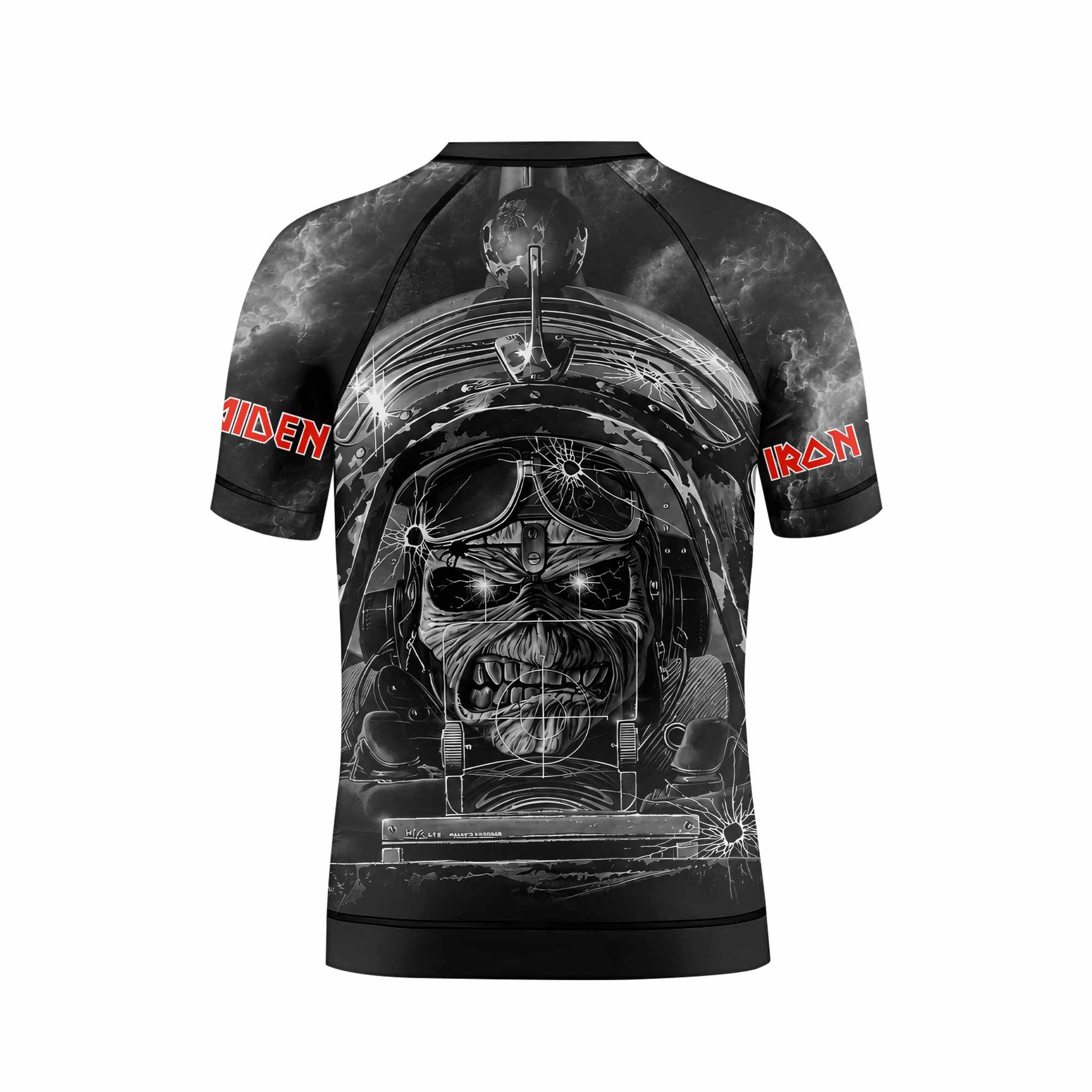 Iron Maiden Aces High Eddie Pilot Kids Rash Guard Short Sleeve - back view mockup