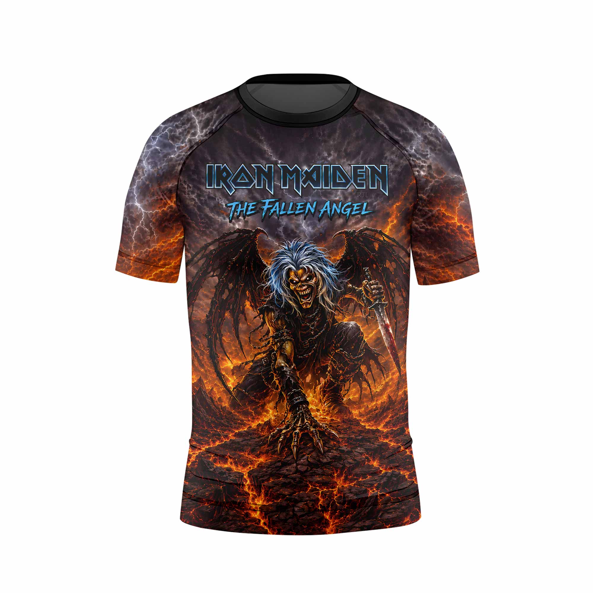 Iron Maiden The Fallen Angel Eddie Kids Rash Guard Short Sleeve - front view mockup