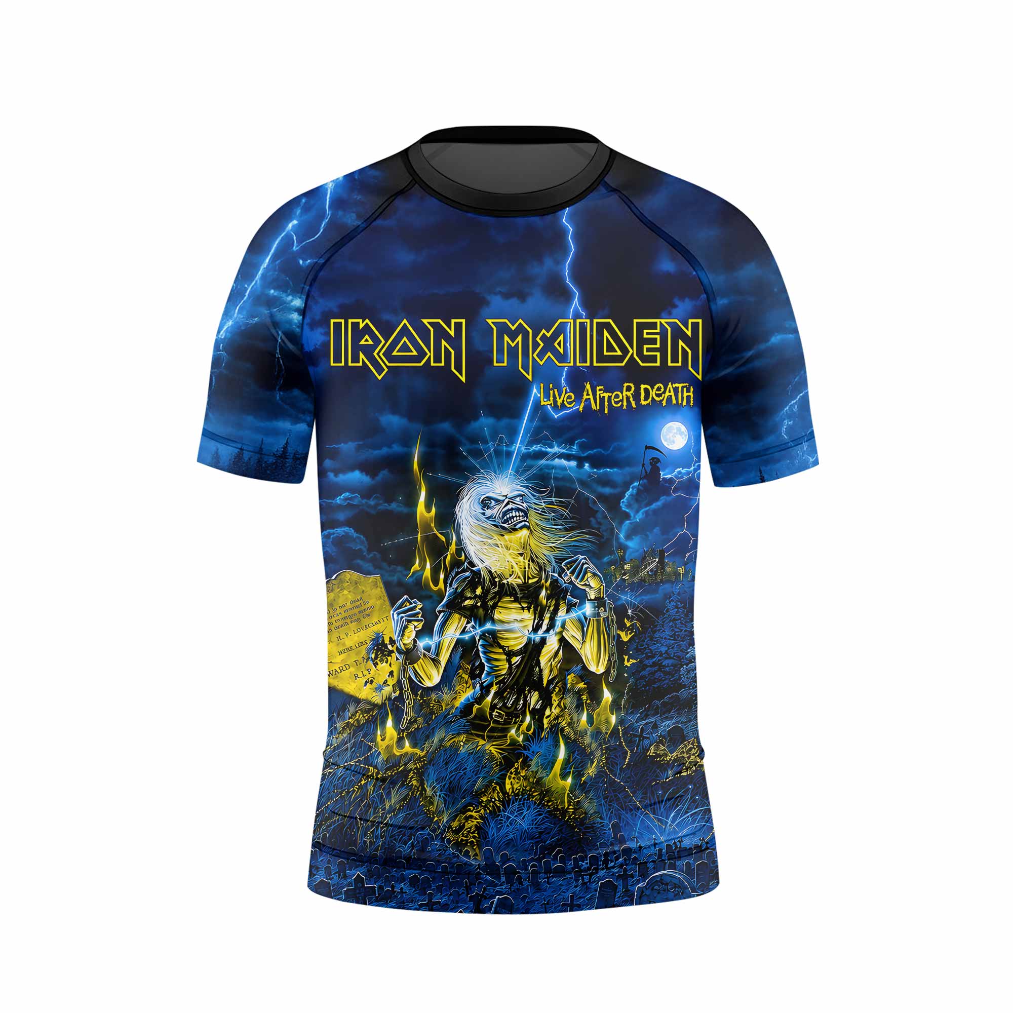 Iron Maiden Live After Death Eddie Kids Rash Guard Short Sleeve - front view mockup