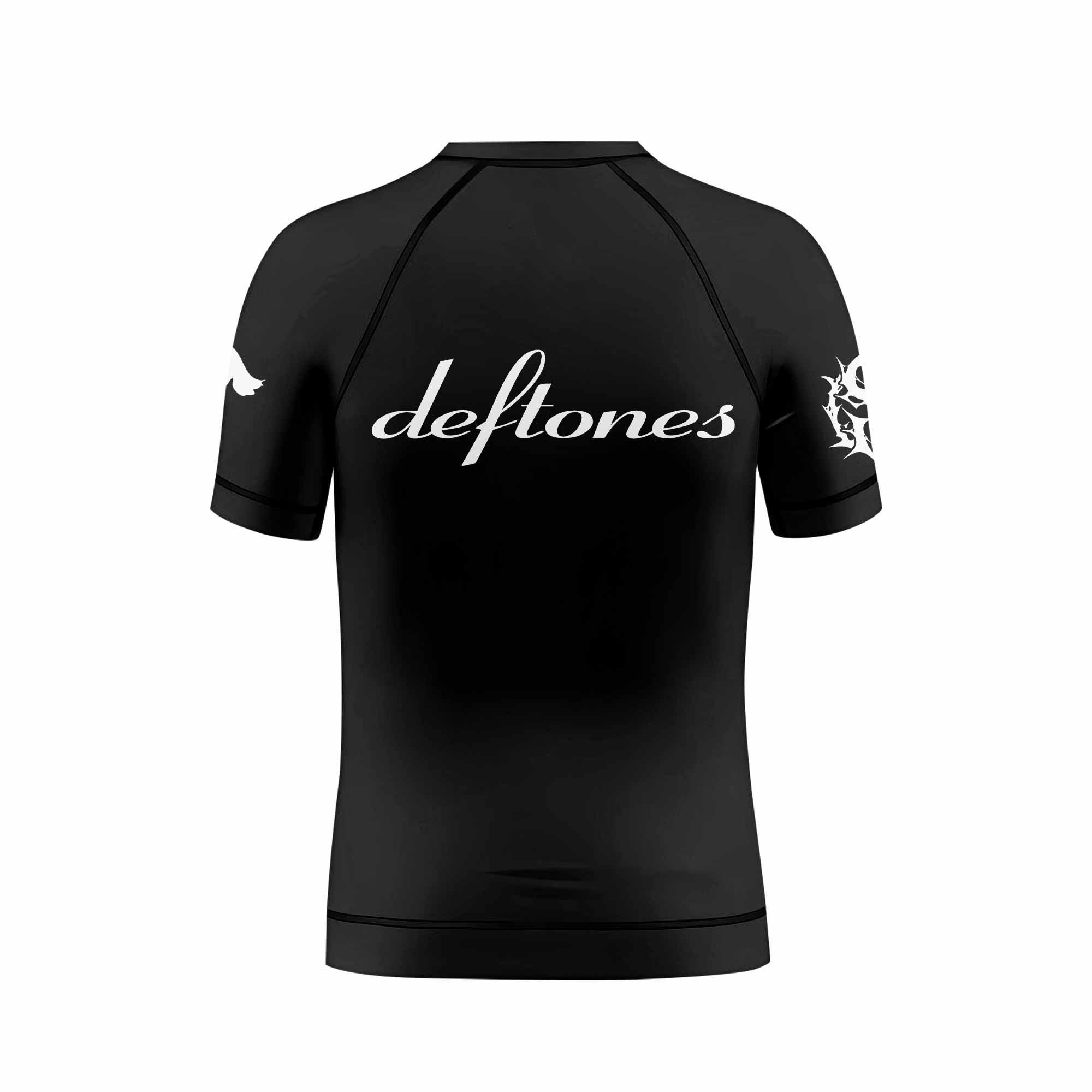 Deftones Around the Fur Kids Rash Guard Short Sleeve - back view mockup