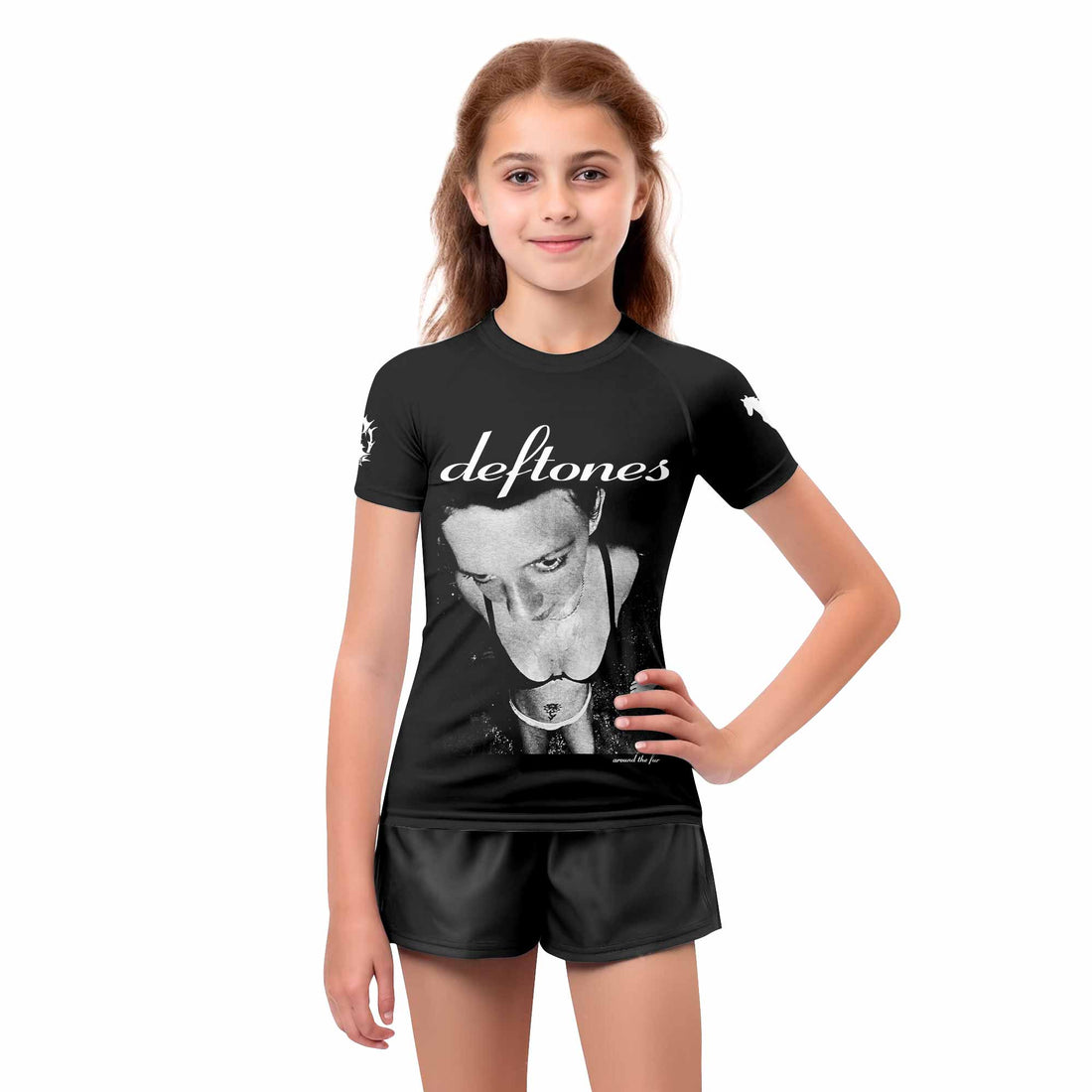 Deftones Around the Fur Kids Rash Guard Short Sleeve - boy's lifestyle view