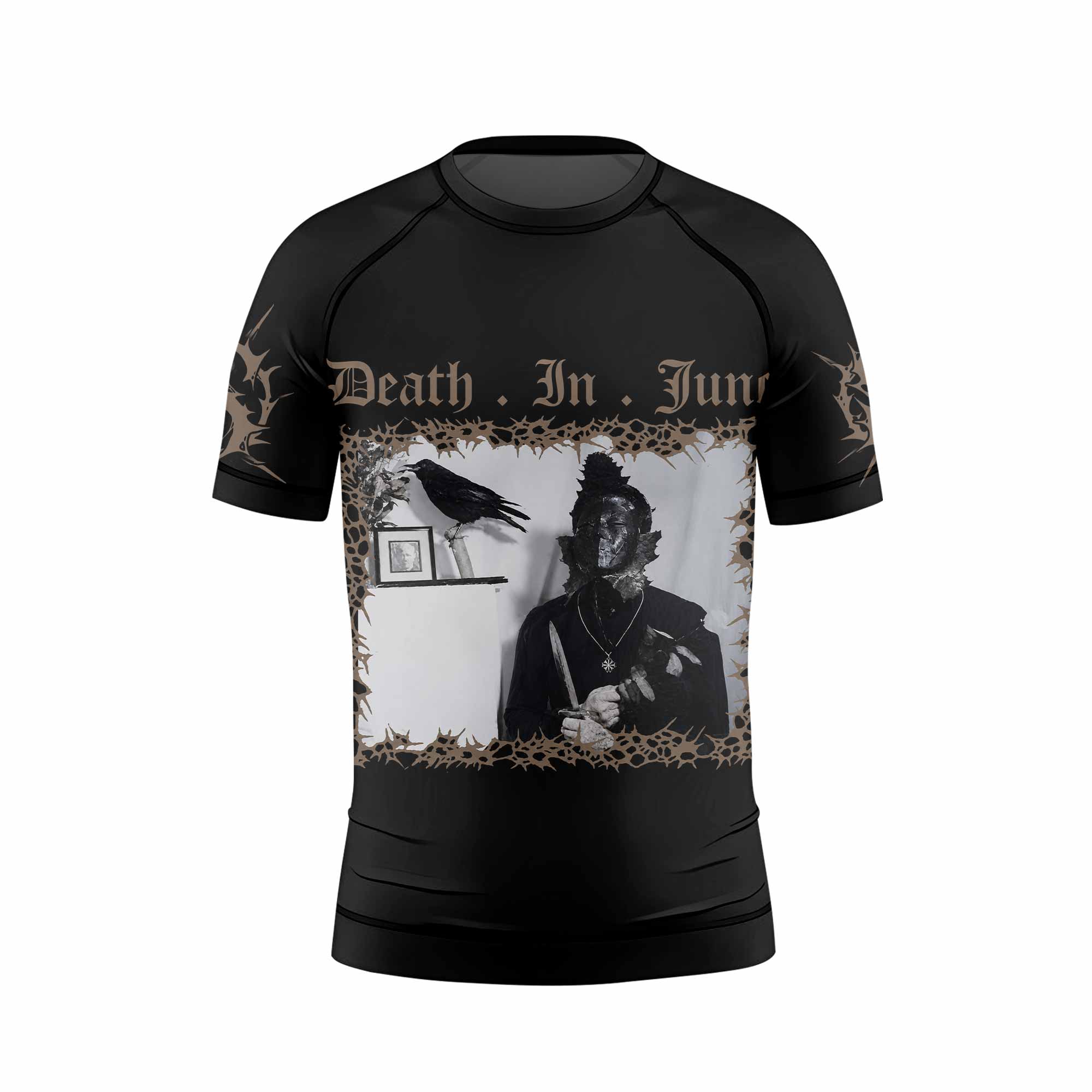 Death in June Ritual Raven Kids Rash Guard Short Sleeve - front view mockup