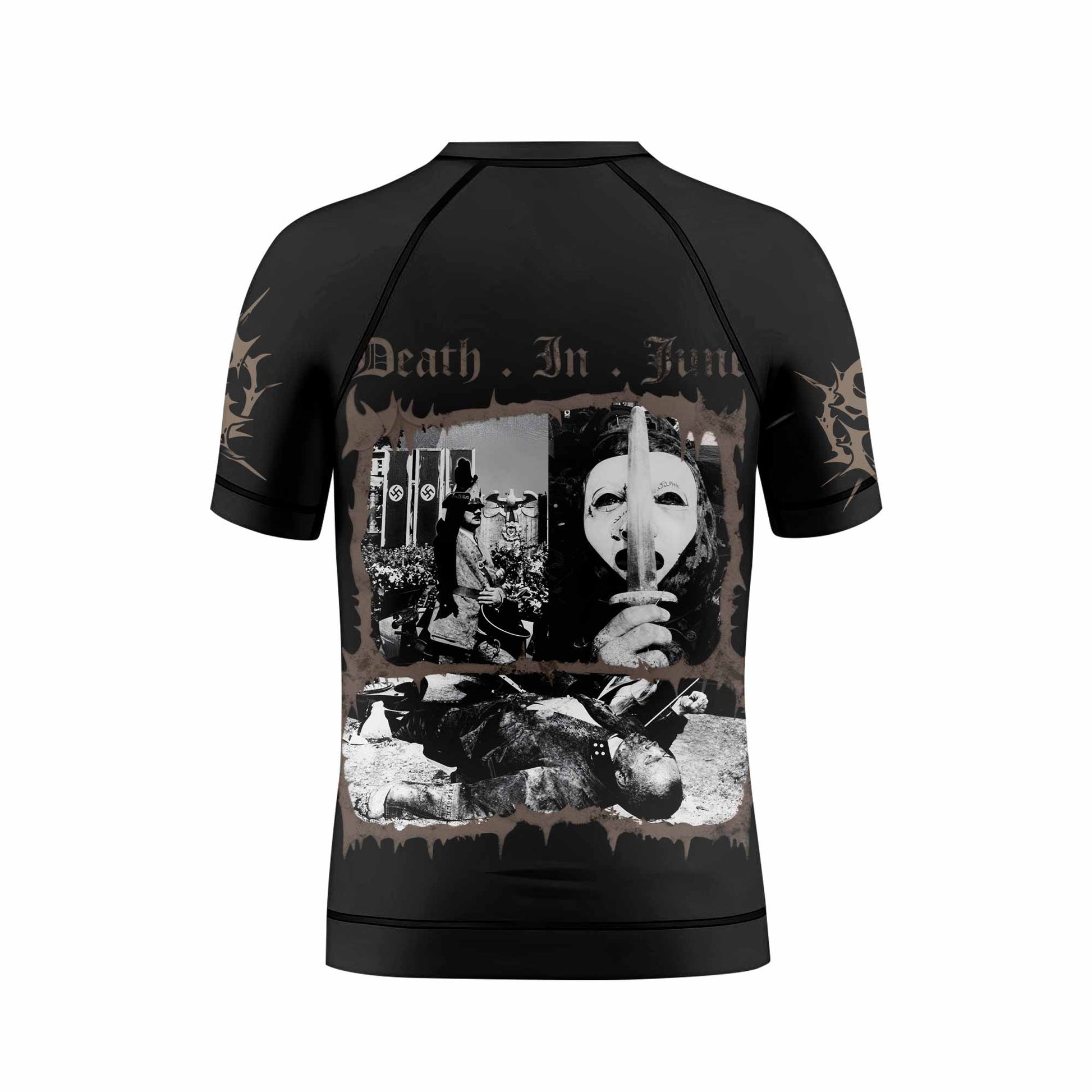Death in June Ritual Raven Kids Rash Guard Short Sleeve - back view mockup