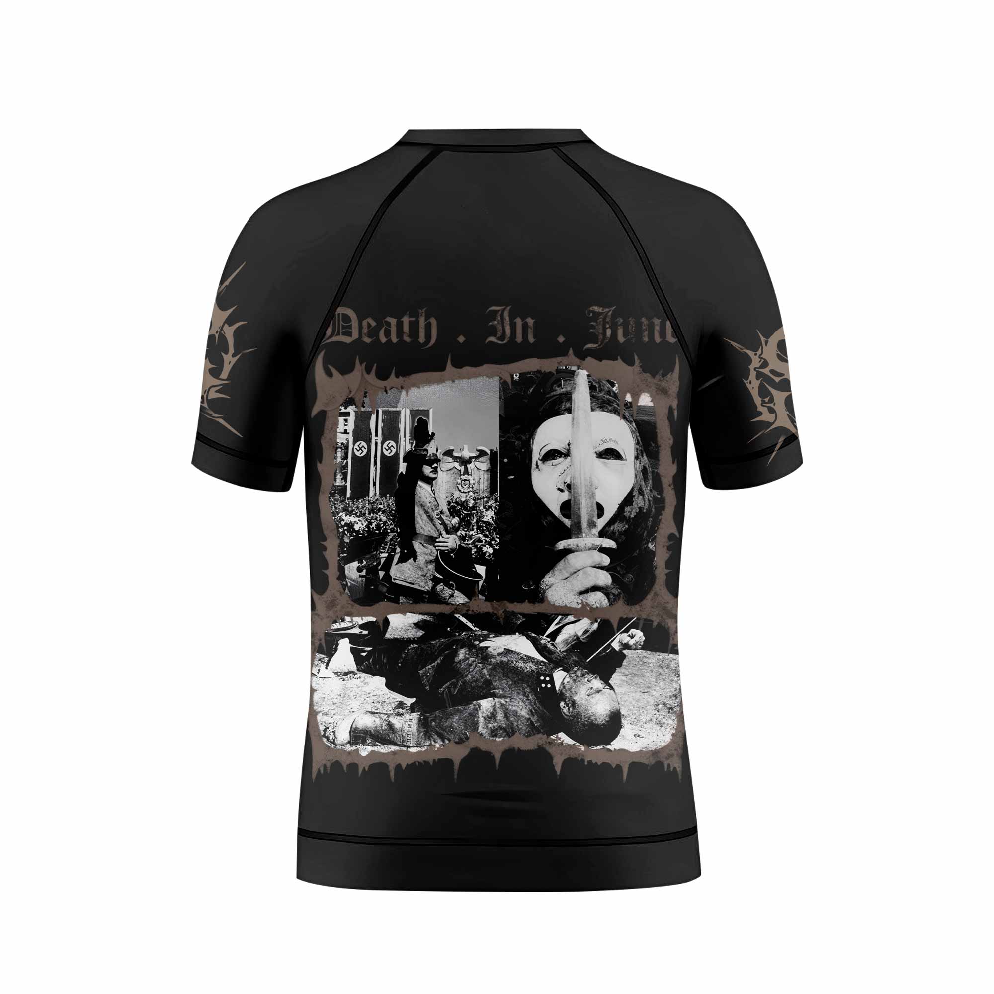 Death in June Ritual Raven Kids Rash Guard Short Sleeve - back view mockup