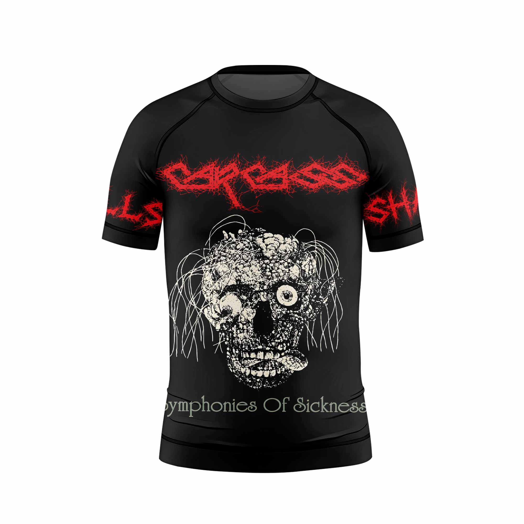 Carcass Symphonies of Sickness Kids Rash Guard Short Sleeve - front view mockup