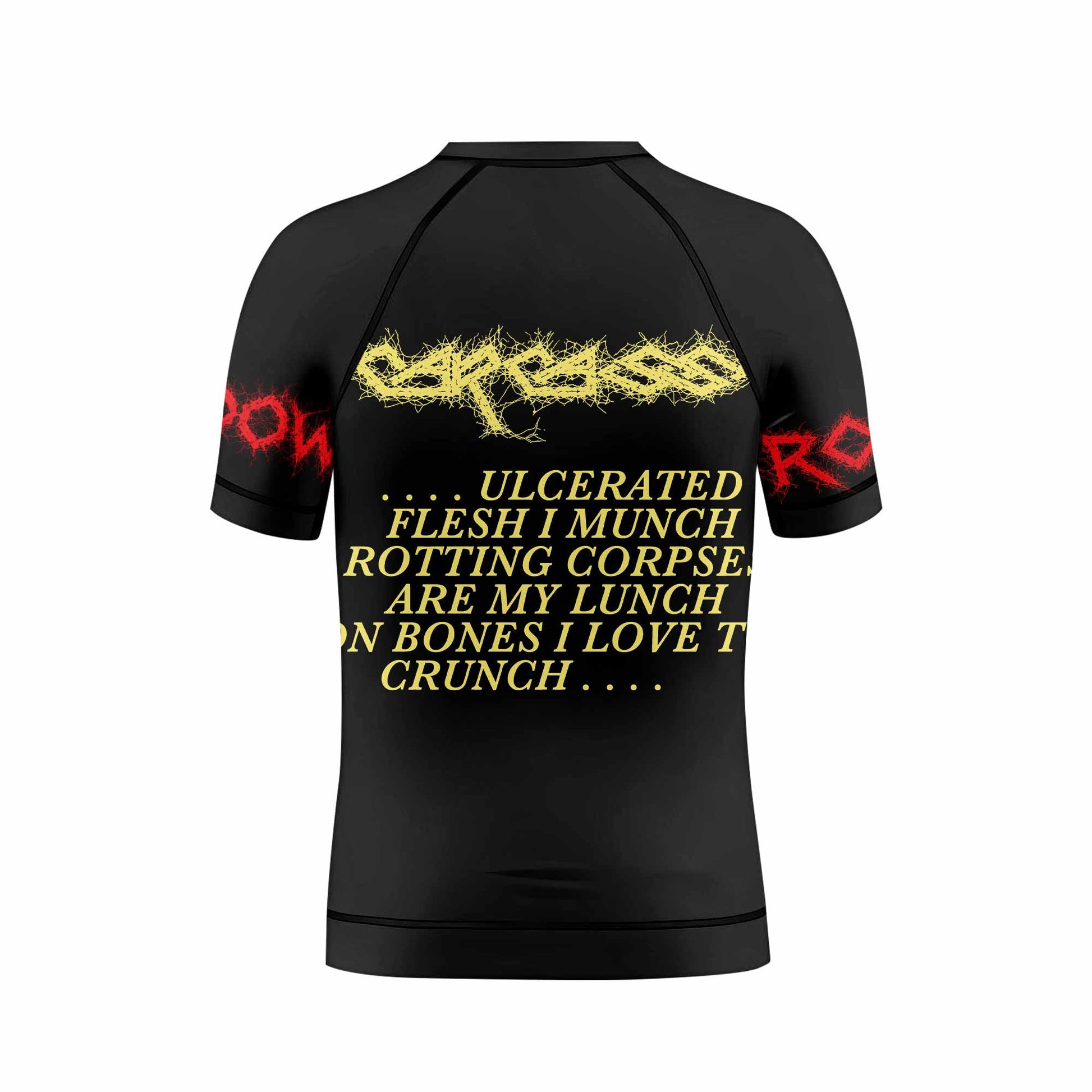Carcass Symphonies of Sickness Kids Rash Guard Short Sleeve - back view mockup