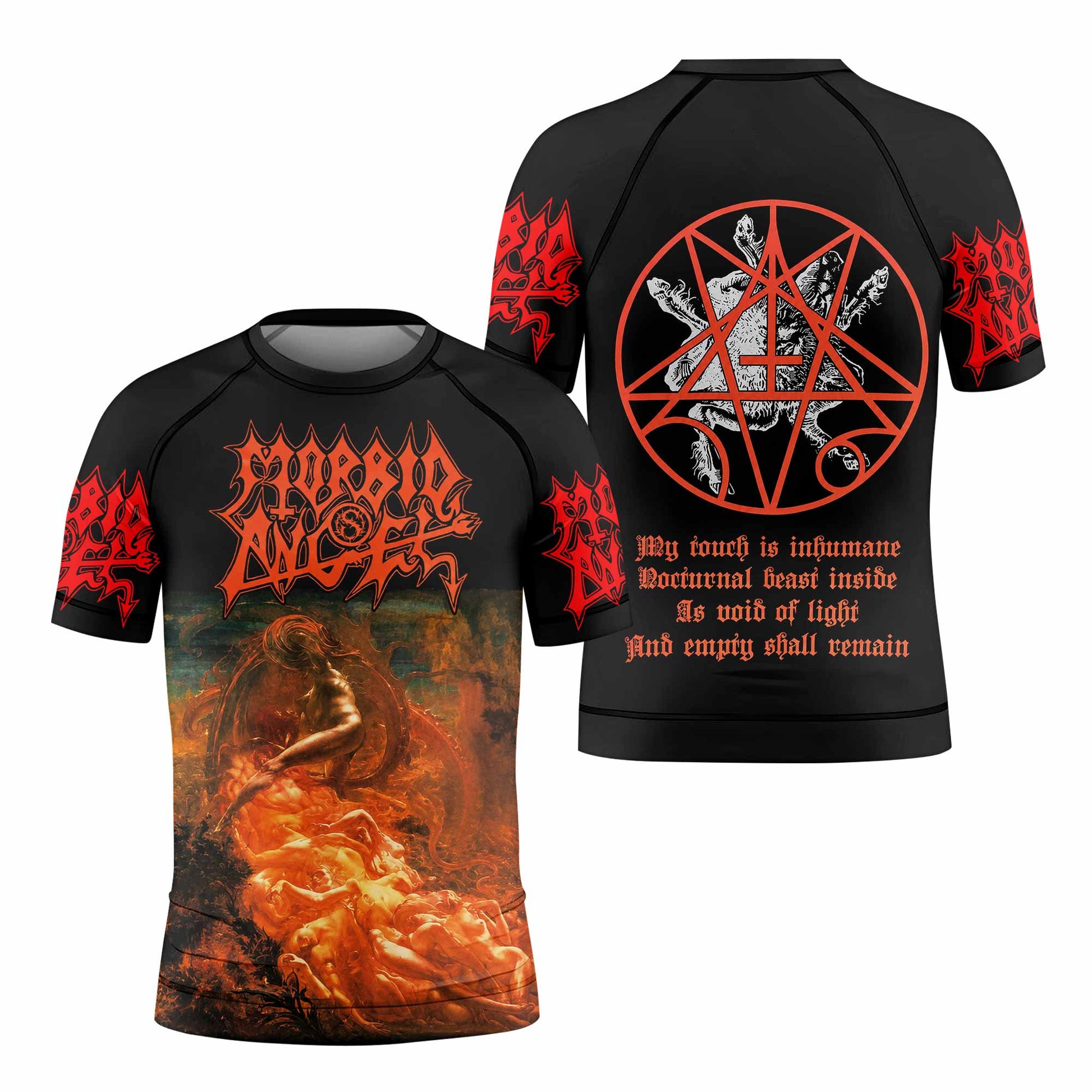 Morbid Angel Altars of Madness Kids Rash Guard Short Sleeve - front and back view